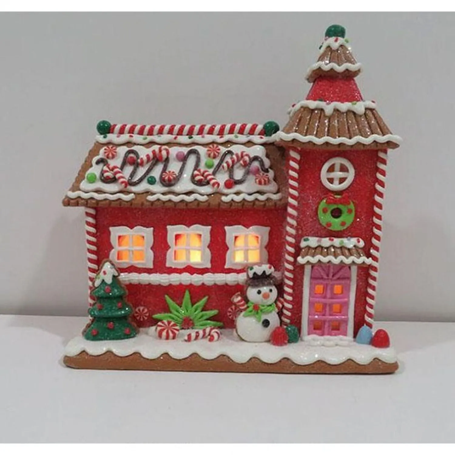 Christmas Carousel Collection 10" LED Battery Timer Cookie Candy Lighted House