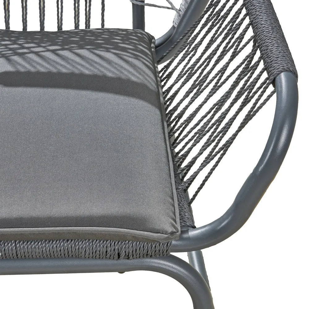 Ciao Accent Club Chair Set of 2, Outdoor Gray Cushions, Gray Rope and Steel By Casagear Home