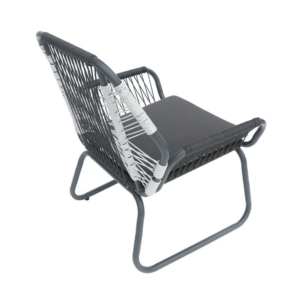 Ciao Accent Club Chair Set of 2, Outdoor Gray Cushions, Gray Rope and Steel By Casagear Home
