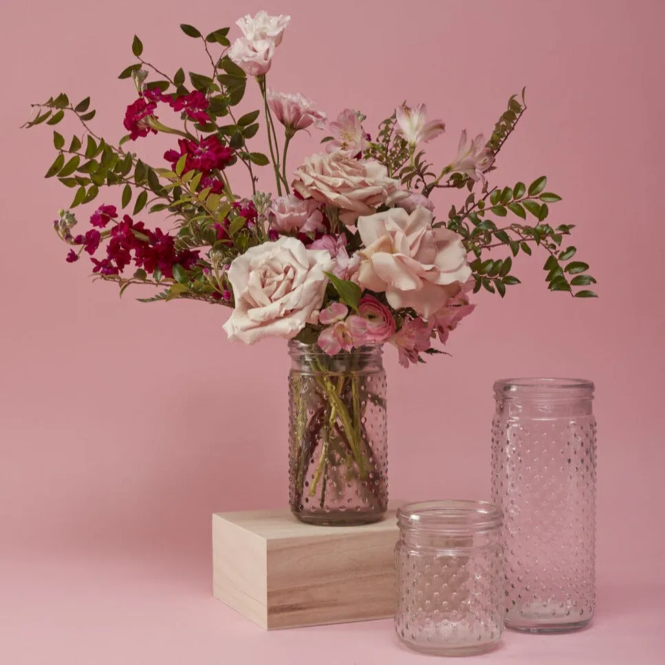 Clear Glass Hobnail Jar Vase