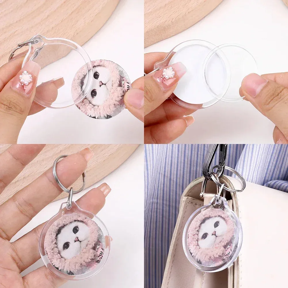 Clear Tassels Acrylic Photo Frame Keychain for DIY