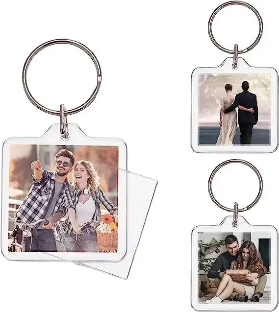 Clear Tassels Acrylic Photo Frame Keychain for DIY