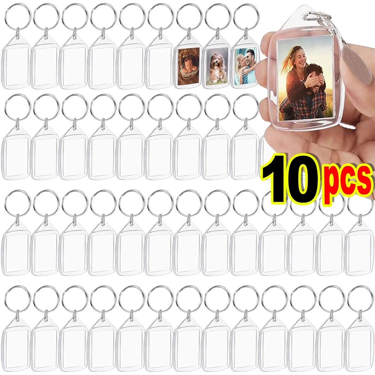 Clear Tassels Acrylic Photo Frame Keychain for DIY