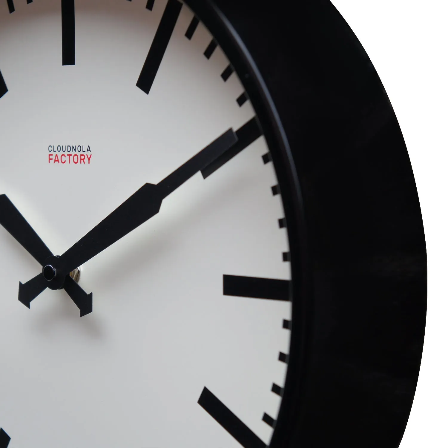 Cloudnola Factory Black Station Clock – Industrial Design with Baton Dial