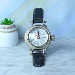 CRAPLE Hand Watch Style Table Clock (Silver) Unique Gift Item Home DecorBeautiful Clock Roman Number Table Clock Desk Clock Handmade Vintage