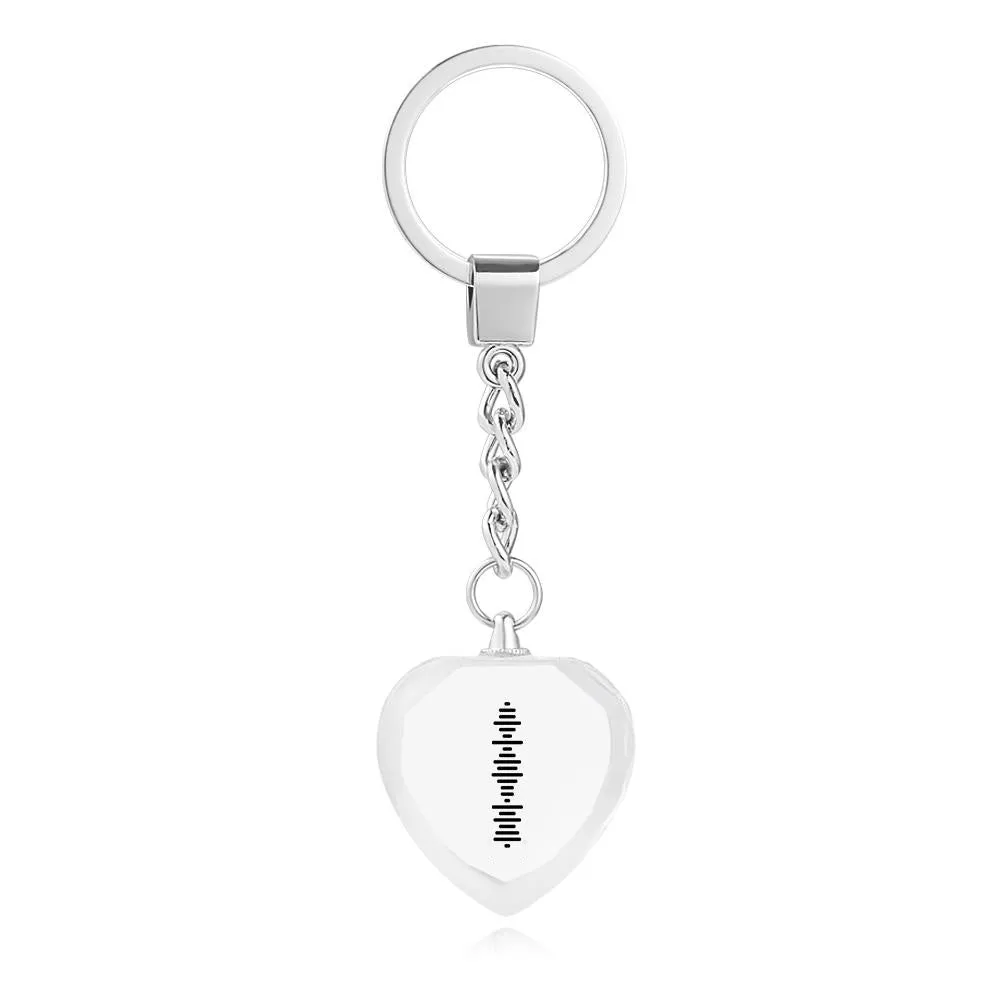 Custom Engraved Heart Scannable Code Music Crystal Keychain