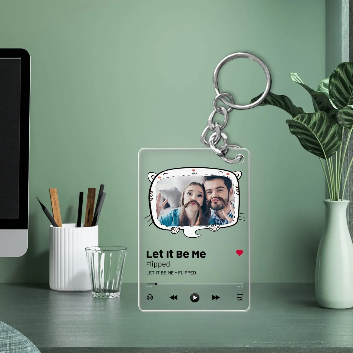 Custom Photo Song Title Singer Name Plaque Frame Acrylic Keychain