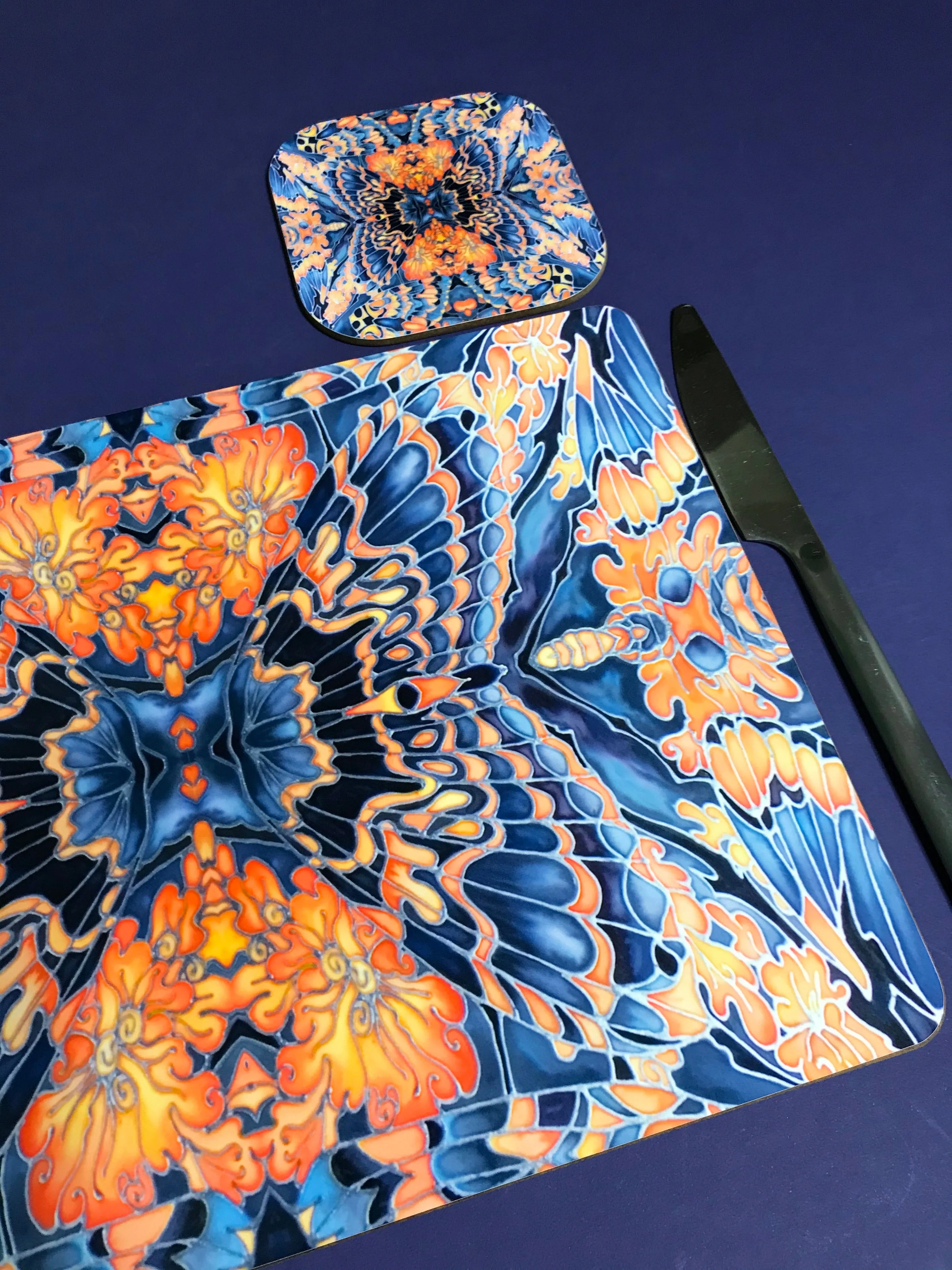Dramatic Bright Pink Red Yellow Orange Placemats & Coasters - Red Pink Orchid Table Mats