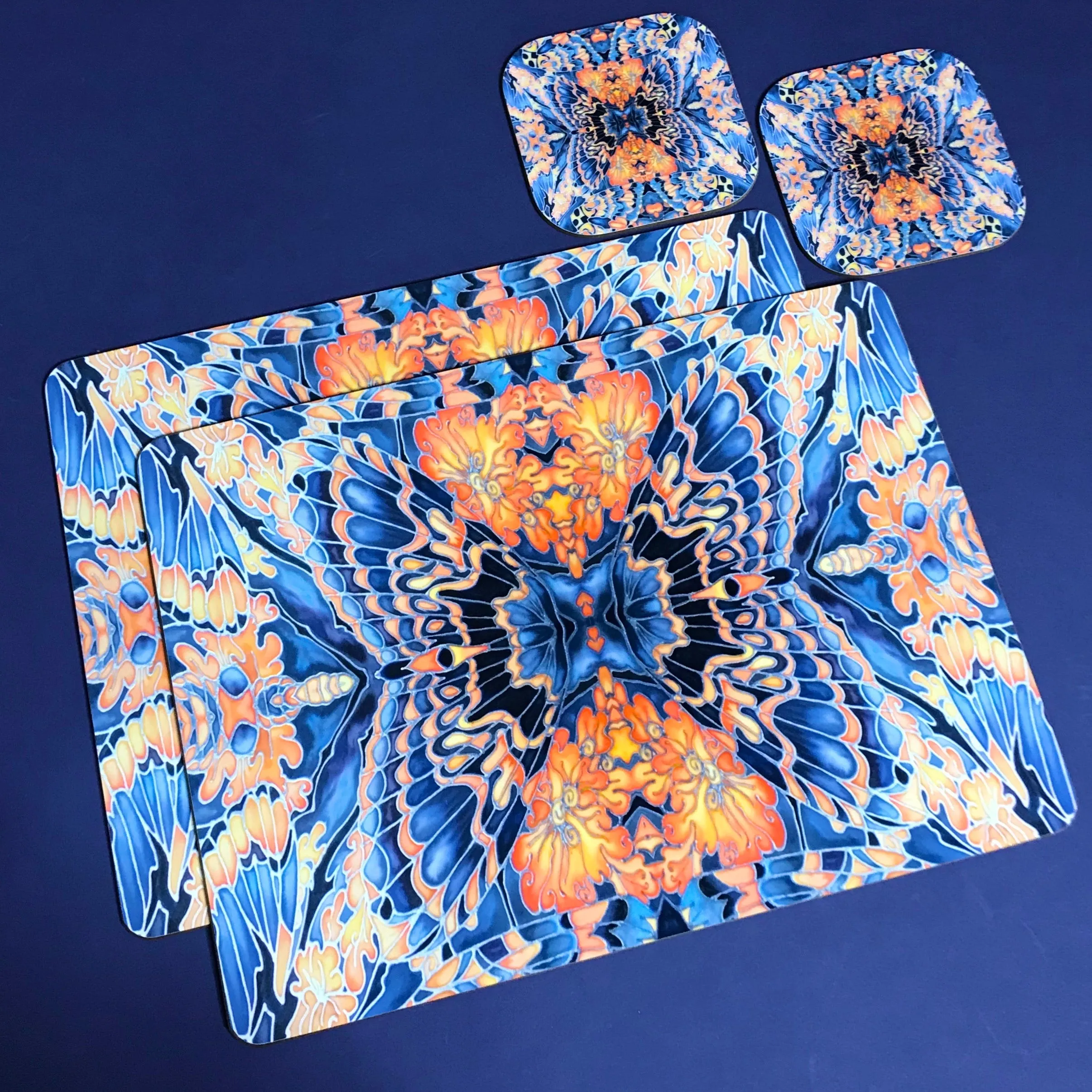 Dramatic Bright Pink Red Yellow Orange Placemats & Coasters - Red Pink Orchid Table Mats