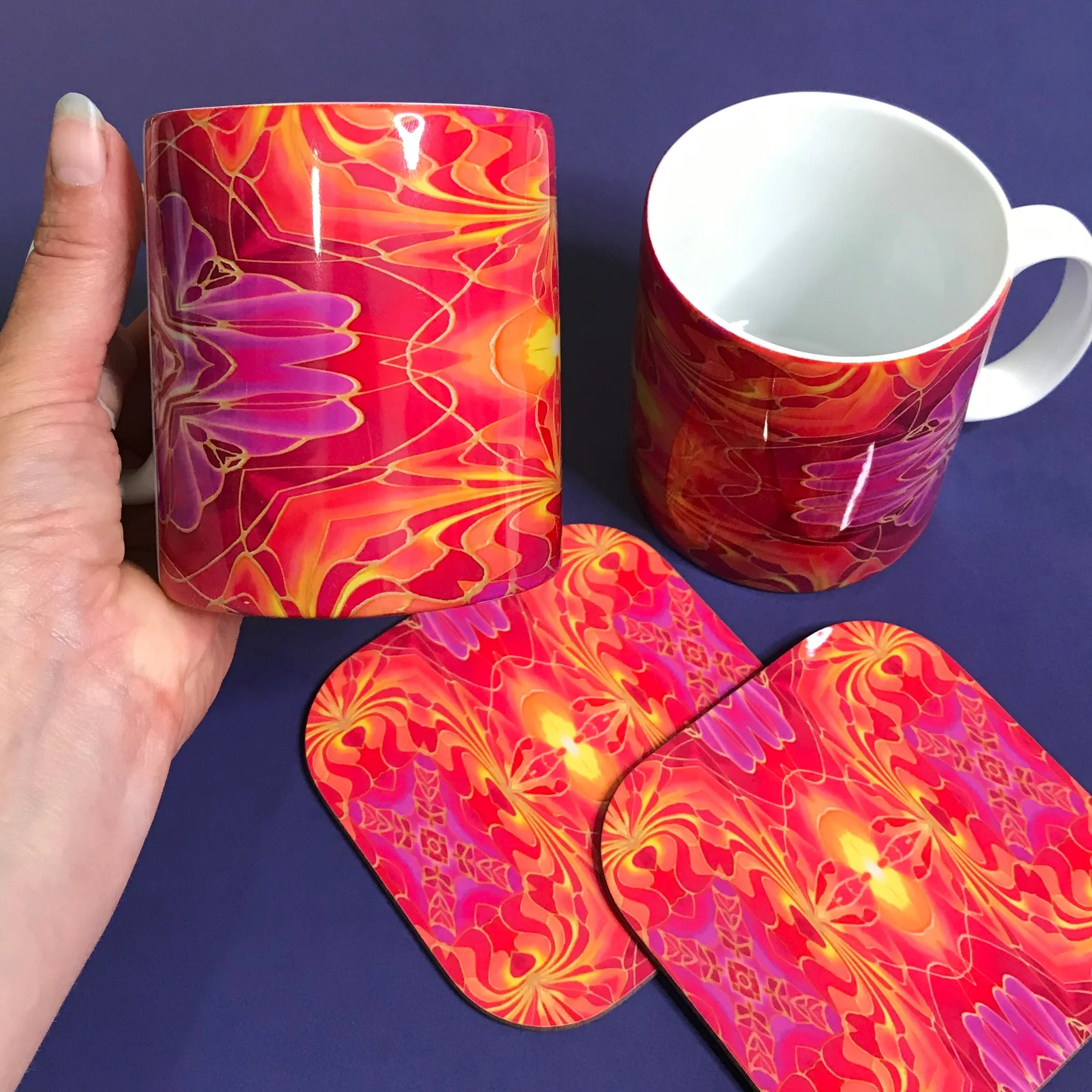 Dramatic Bright Pink Red Yellow Orange Placemats & Coasters - Red Pink Orchid Table Mats