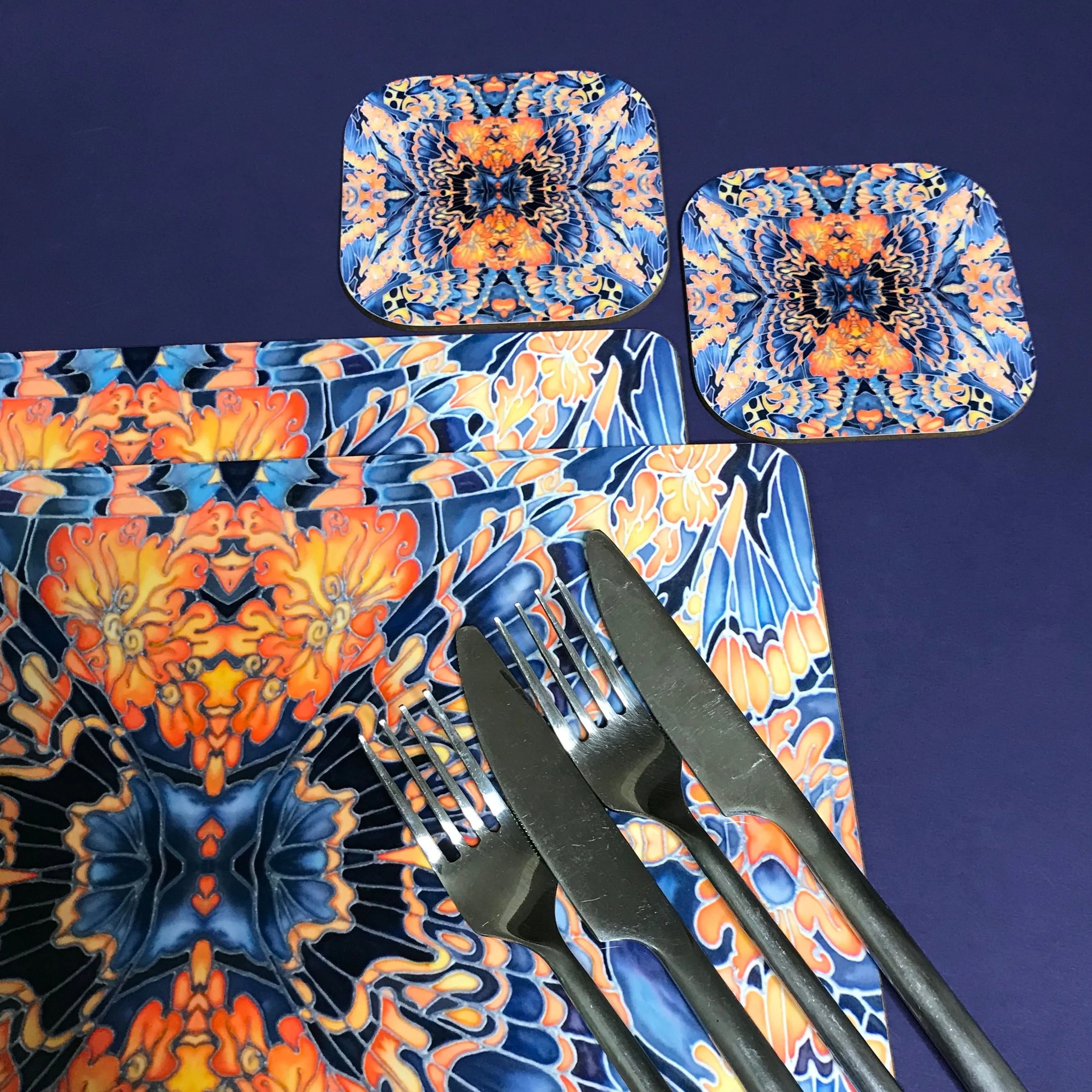 Dramatic Bright Pink Red Yellow Orange Placemats & Coasters - Red Pink Orchid Table Mats