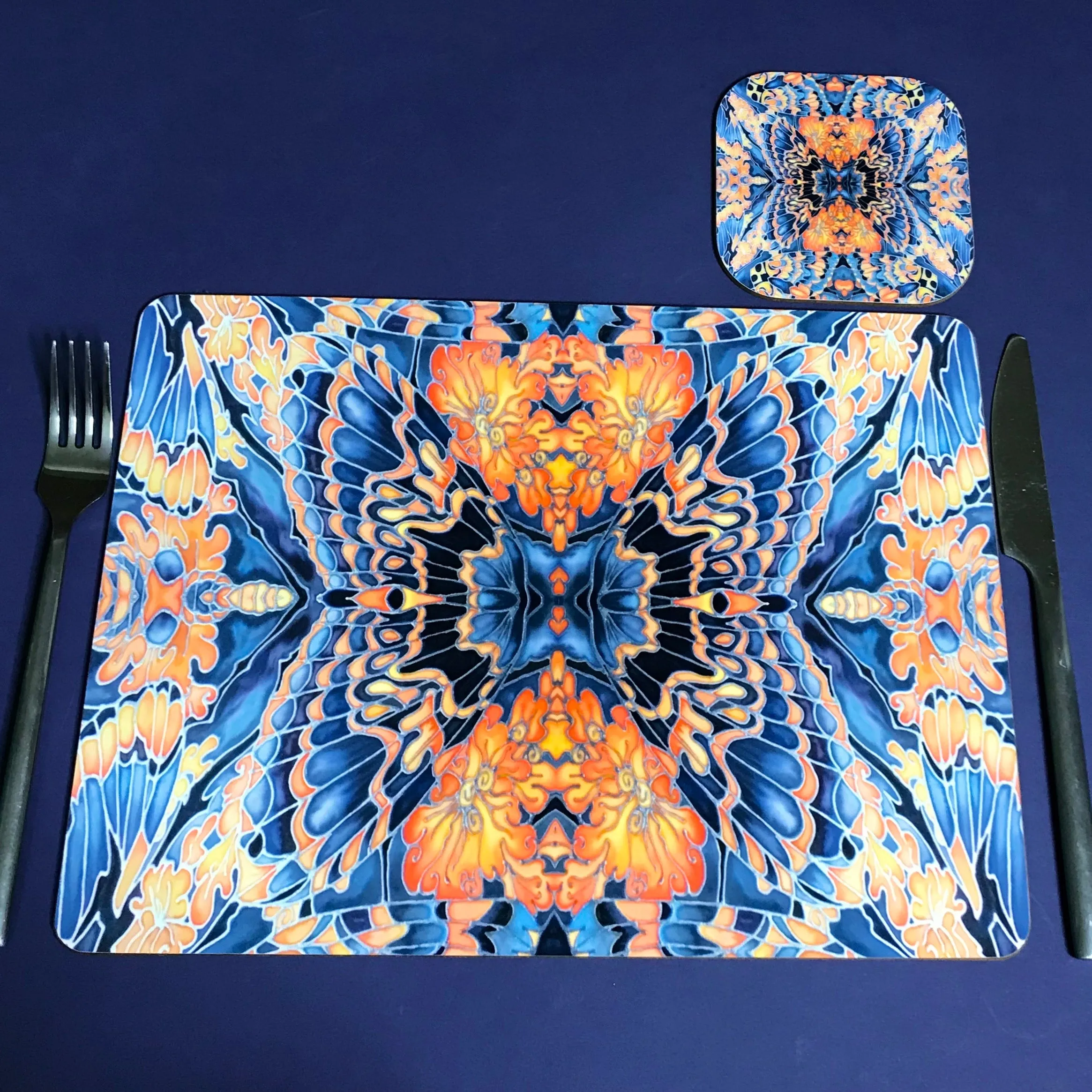 Dramatic Bright Pink Red Yellow Orange Placemats & Coasters - Red Pink Orchid Table Mats