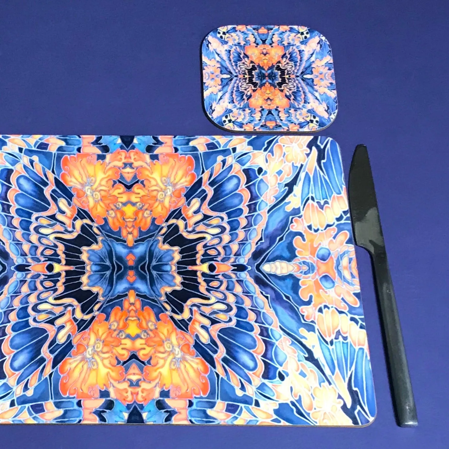 Dramatic Bright Pink Red Yellow Orange Placemats & Coasters - Red Pink Orchid Table Mats