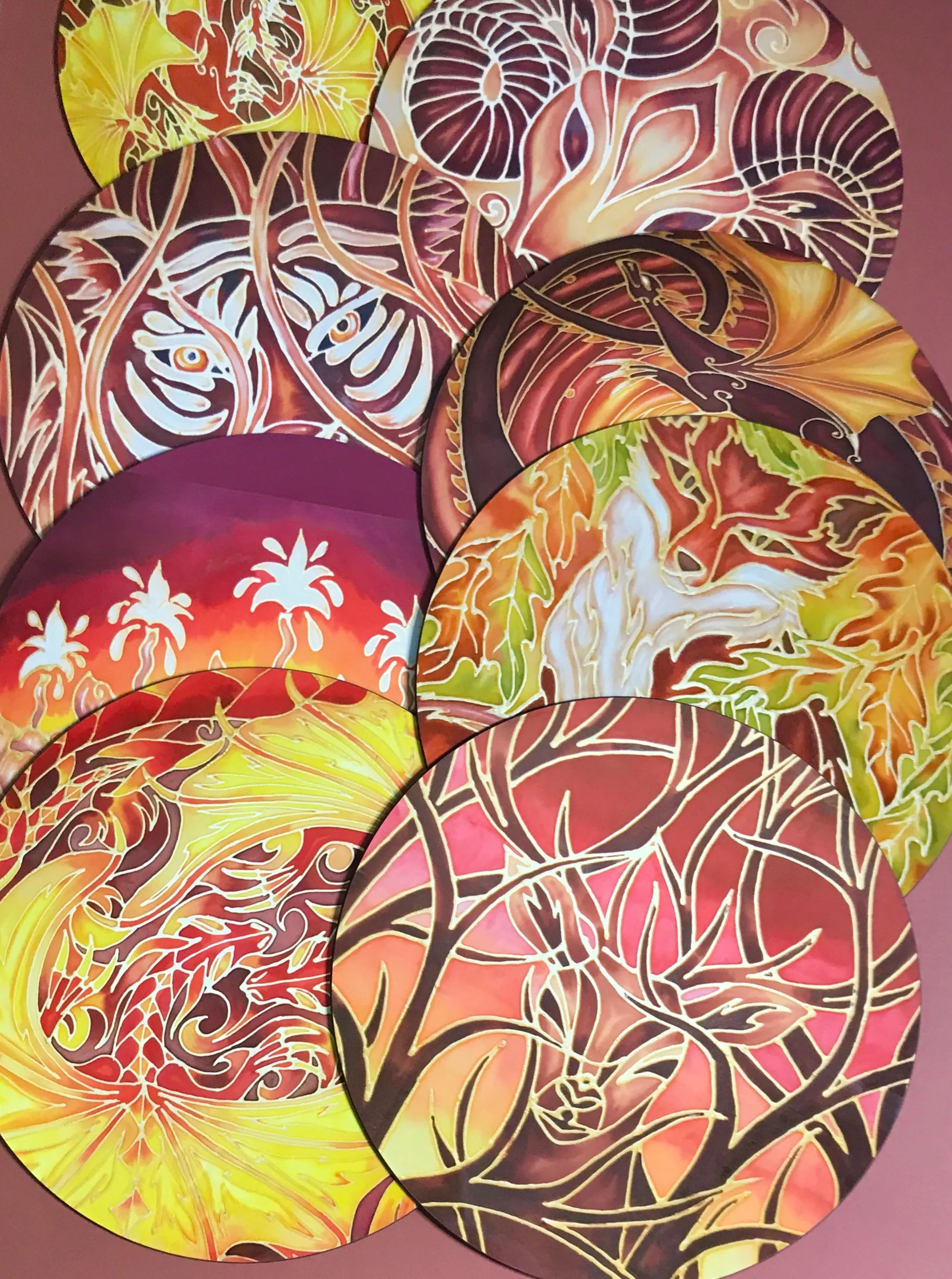 Dramatic Intertwined Dragons Round Table Mats & Coasters - Table Mats