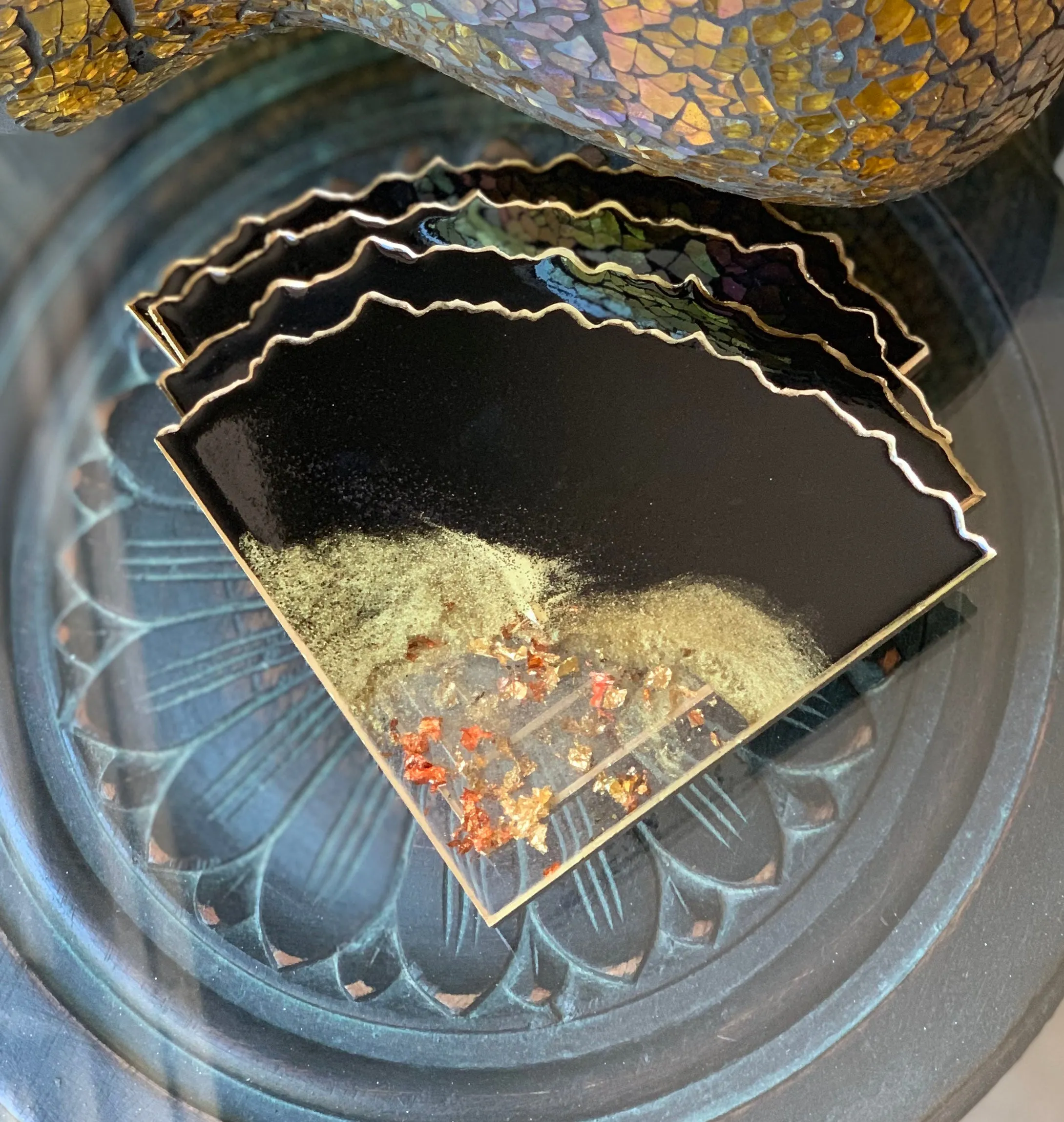 Drink Coasters - Black & Gold