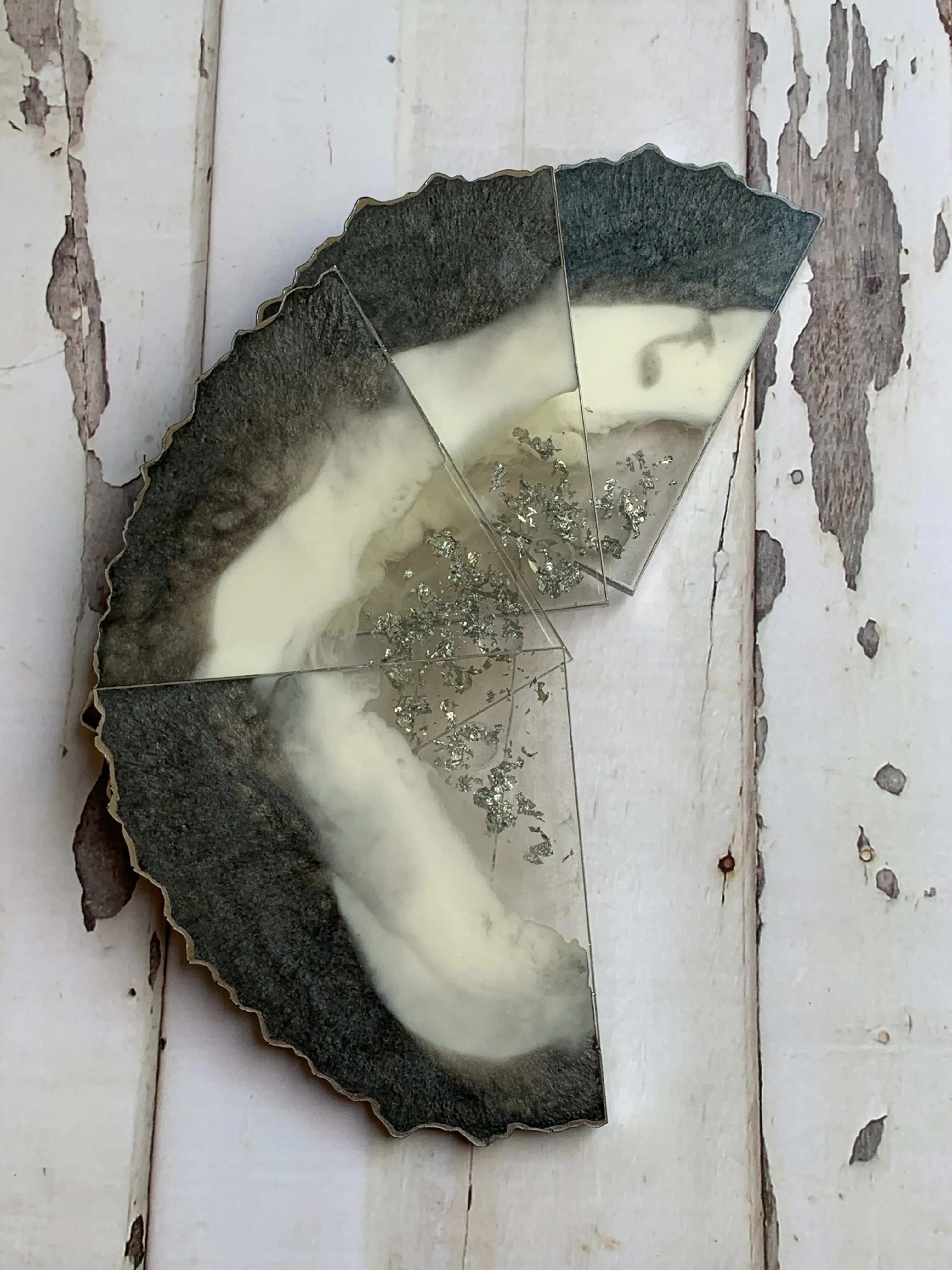 Drink Coasters - Grey Silver Leaf