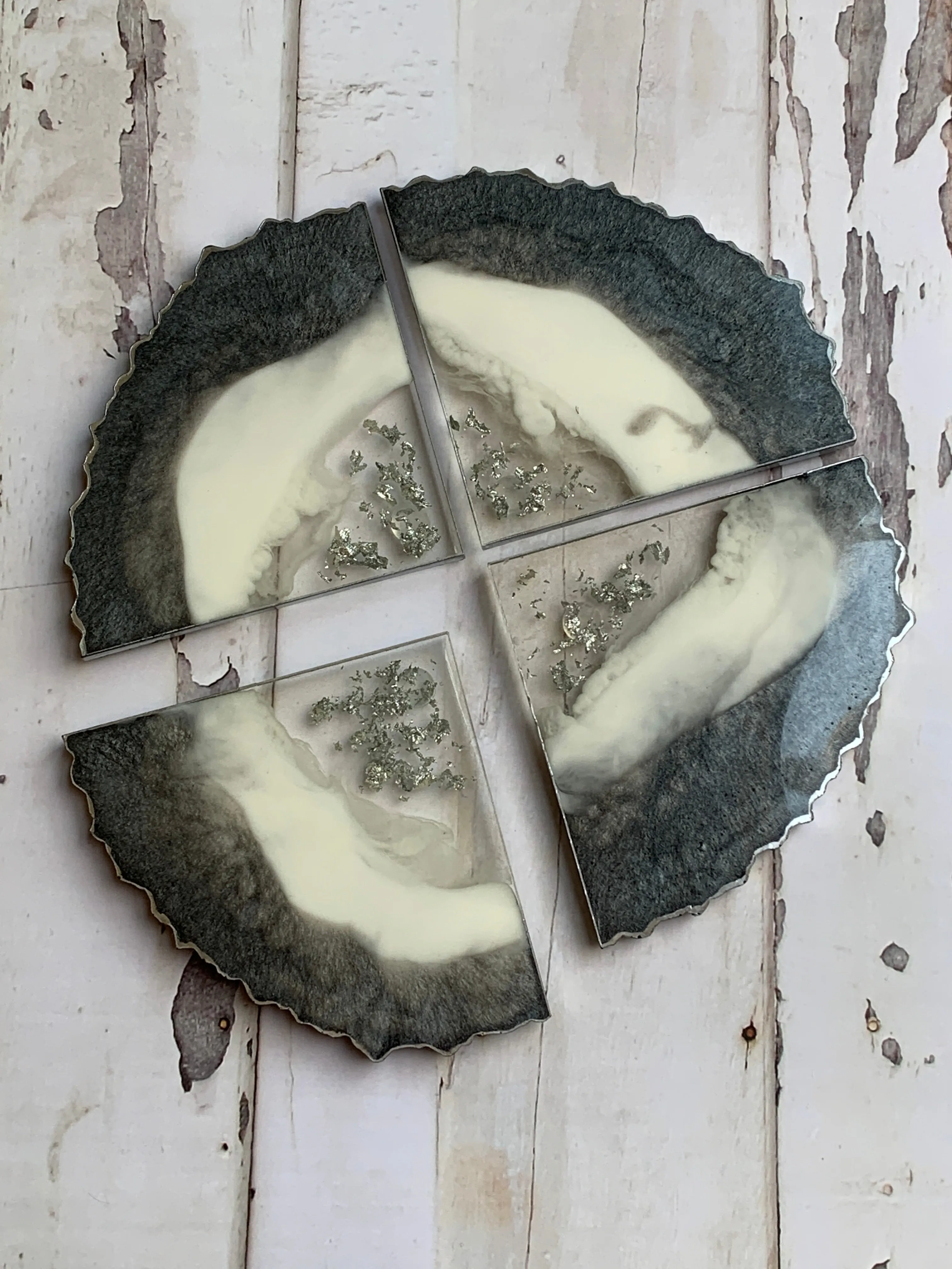 Drink Coasters - Grey Silver Leaf