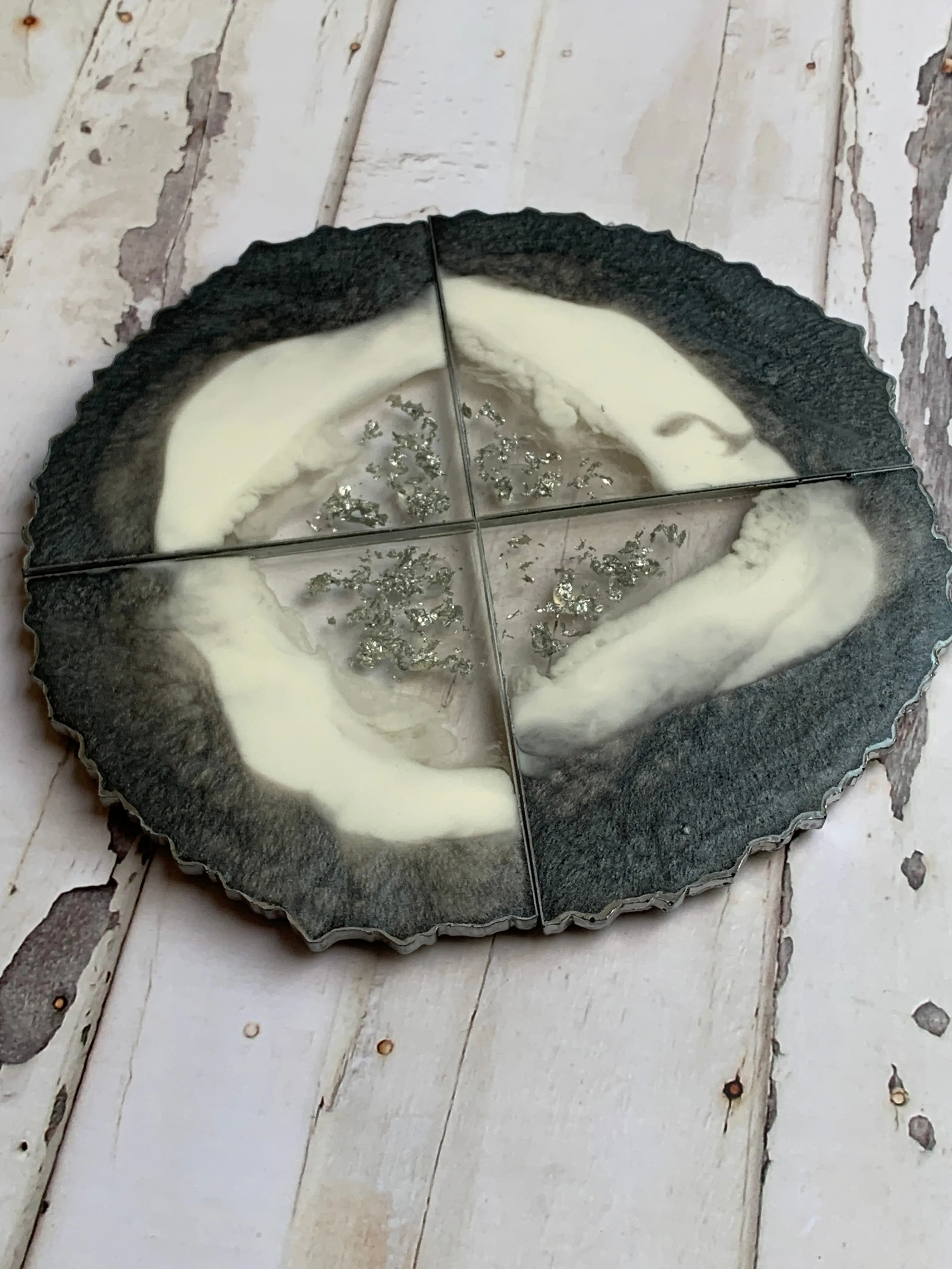 Drink Coasters - Grey Silver Leaf