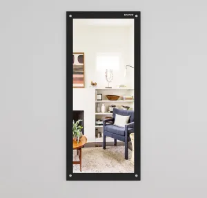 ERAWUD Wood Wall Mount Rectangular Wall Mirror 120 x 40 x 1.5 Cm with Shelves for Home Decor Engineered Wood - Black