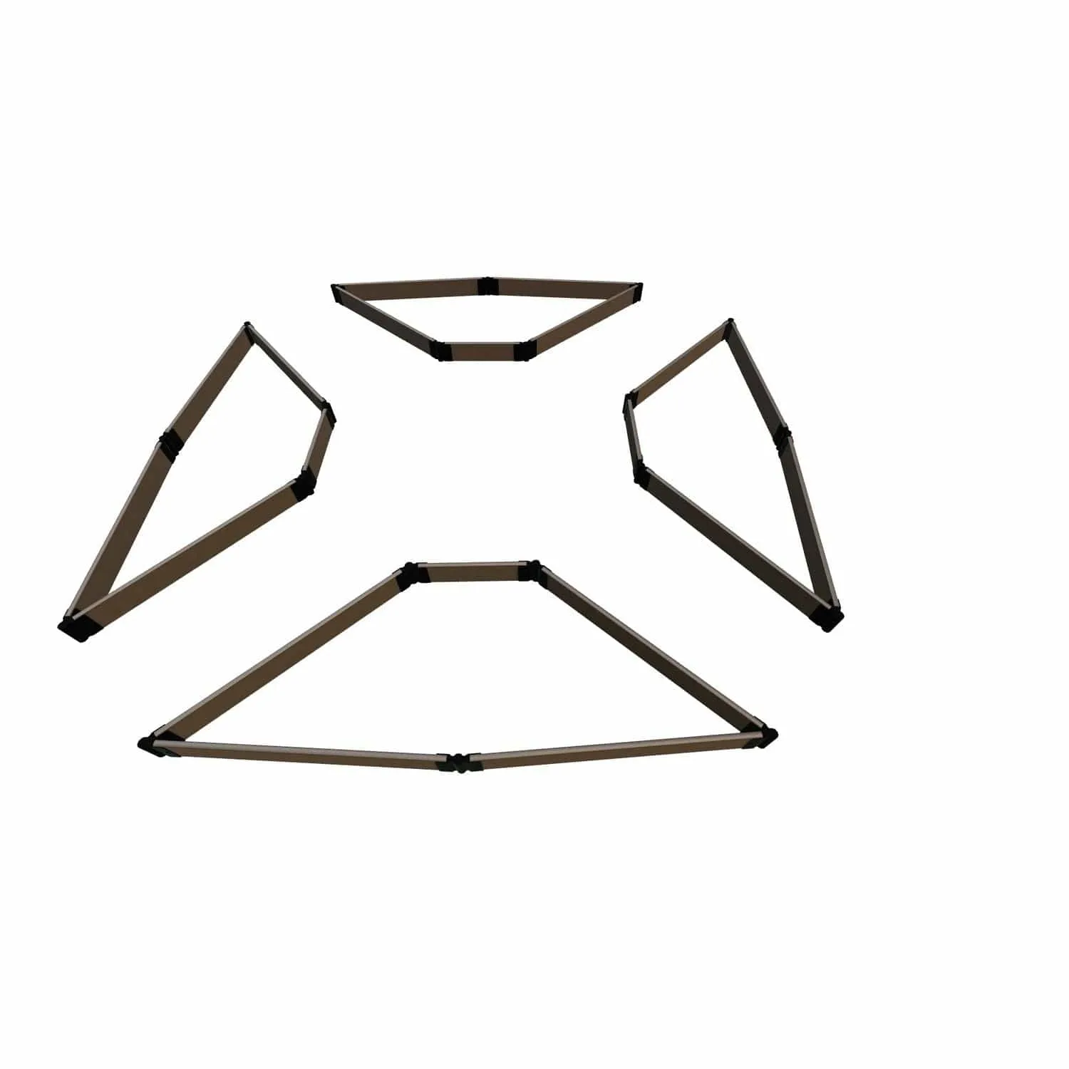 Frame It All | Tool-Free Elizabethan Garden Raised Garden Bed (4-Sided Triangle) 12' X 12' X 5.5" - Uptown Brown - 1" Profile