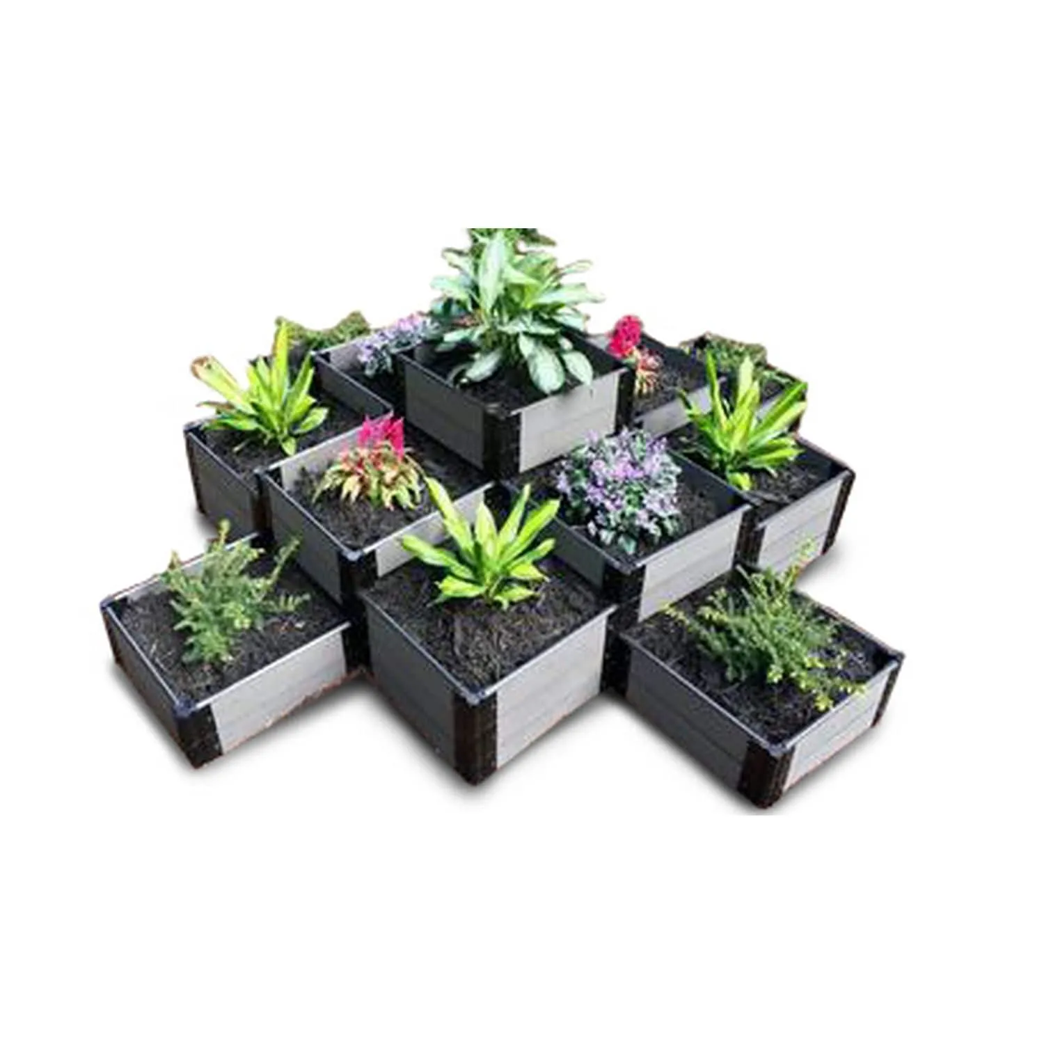 Frame It All | Tool-Free Machu Pichu Raised Garden Bed 10' X 10' - Classic Sienna - 1" Profile