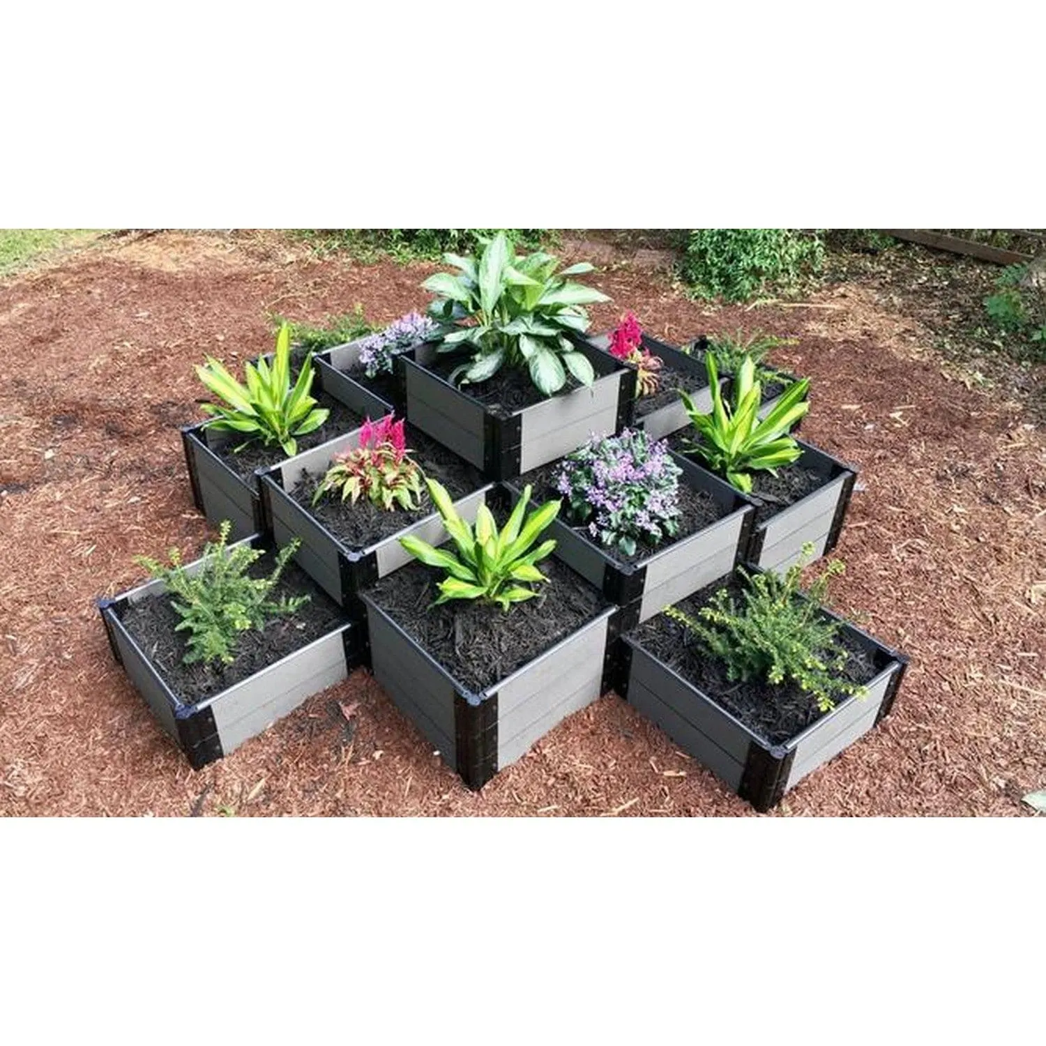 Frame It All | Tool-Free Machu Pichu Raised Garden Bed 10' X 10' - Classic Sienna - 1" Profile