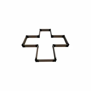 Frame It All | Tool-Free Military Medallion Raised Garden Bed (Kit Cross) 6' X 6' X 5.5" - Uptown Brown - 1" Profile