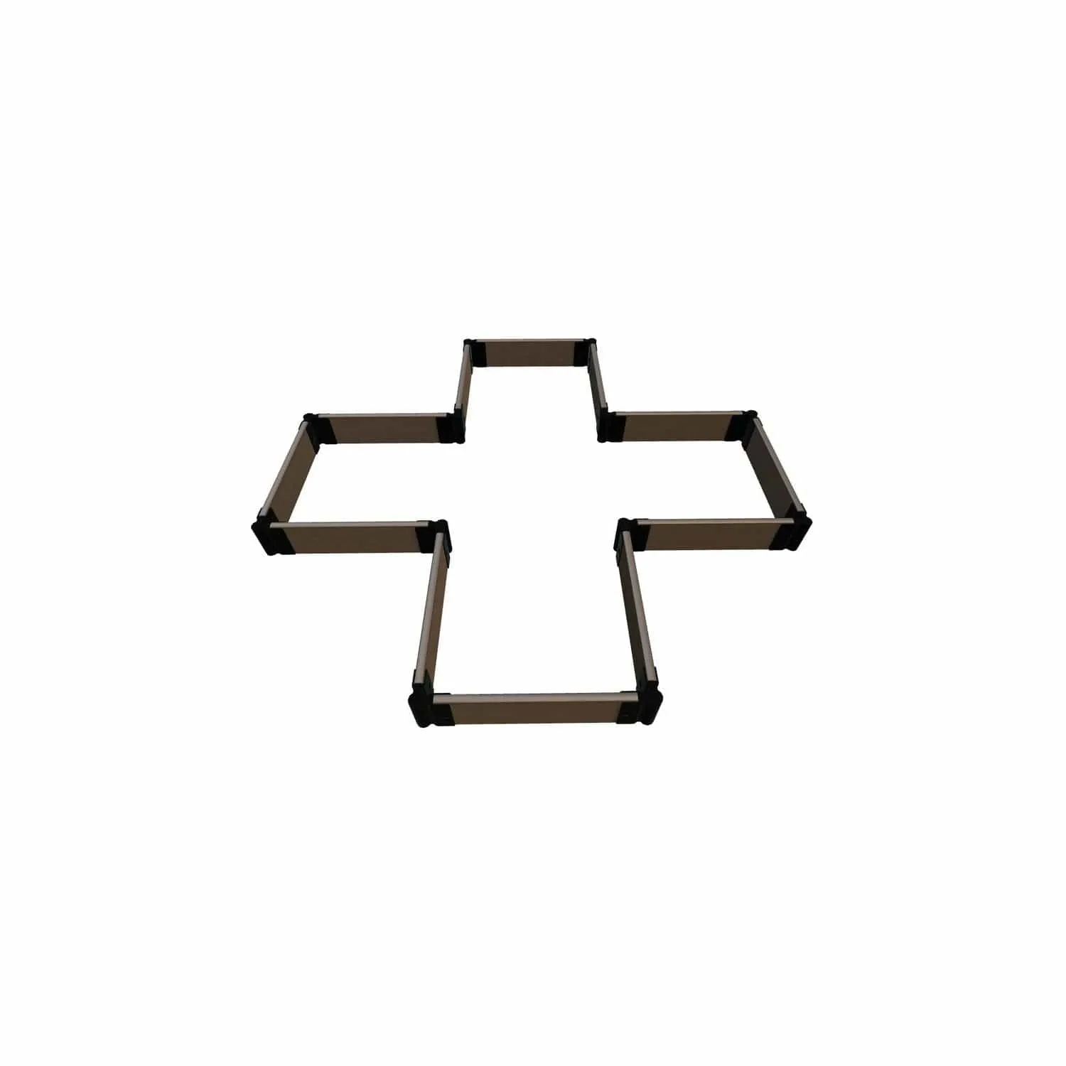 Frame It All | Tool-Free Military Medallion Raised Garden Bed (Kit Cross) 6' X 6' X 5.5" - Uptown Brown - 1" Profile