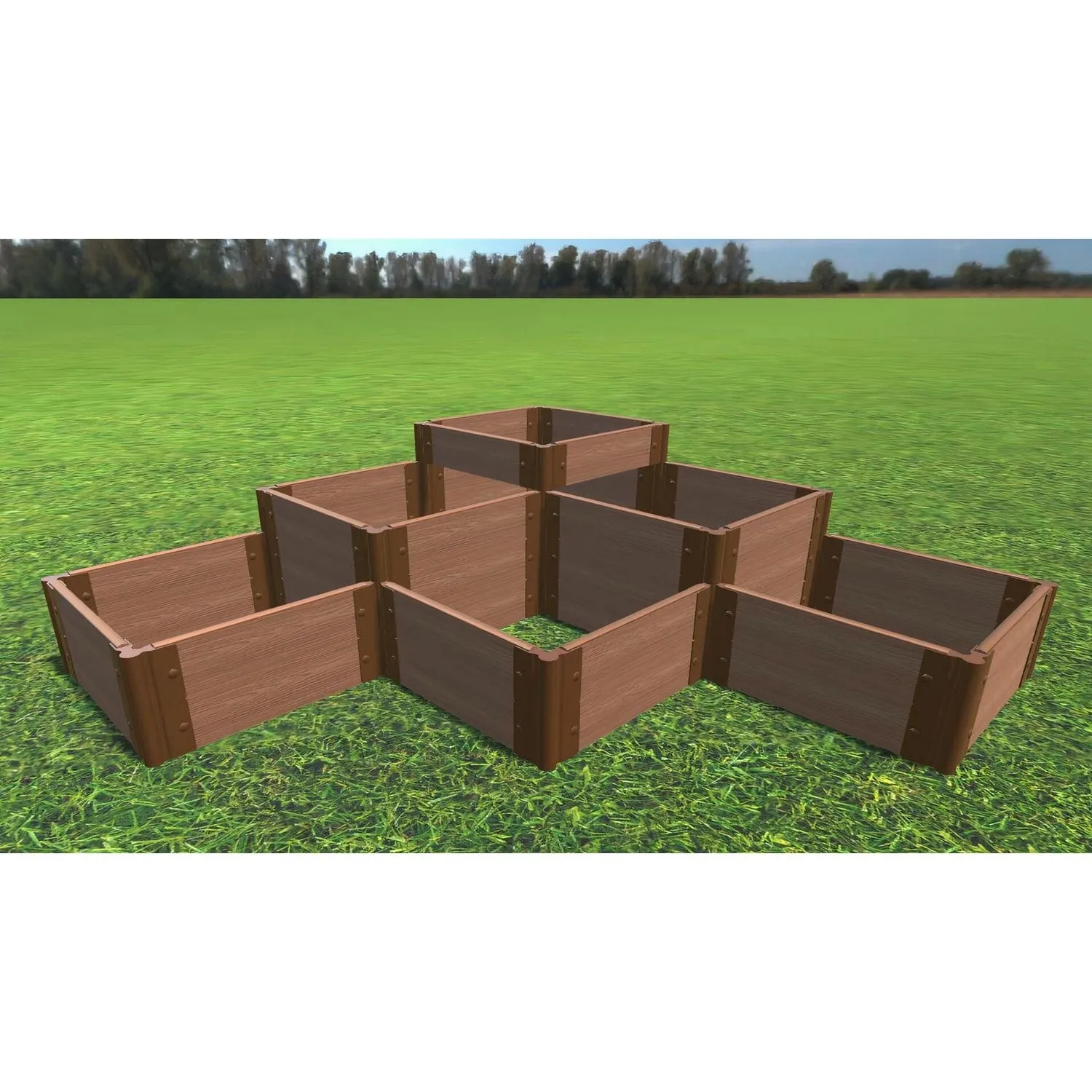 Frame It All | Tool-Free The Banaue Raised Garden Bed (Terraced) 6' X 6' Classic Sienna - 1" Profile