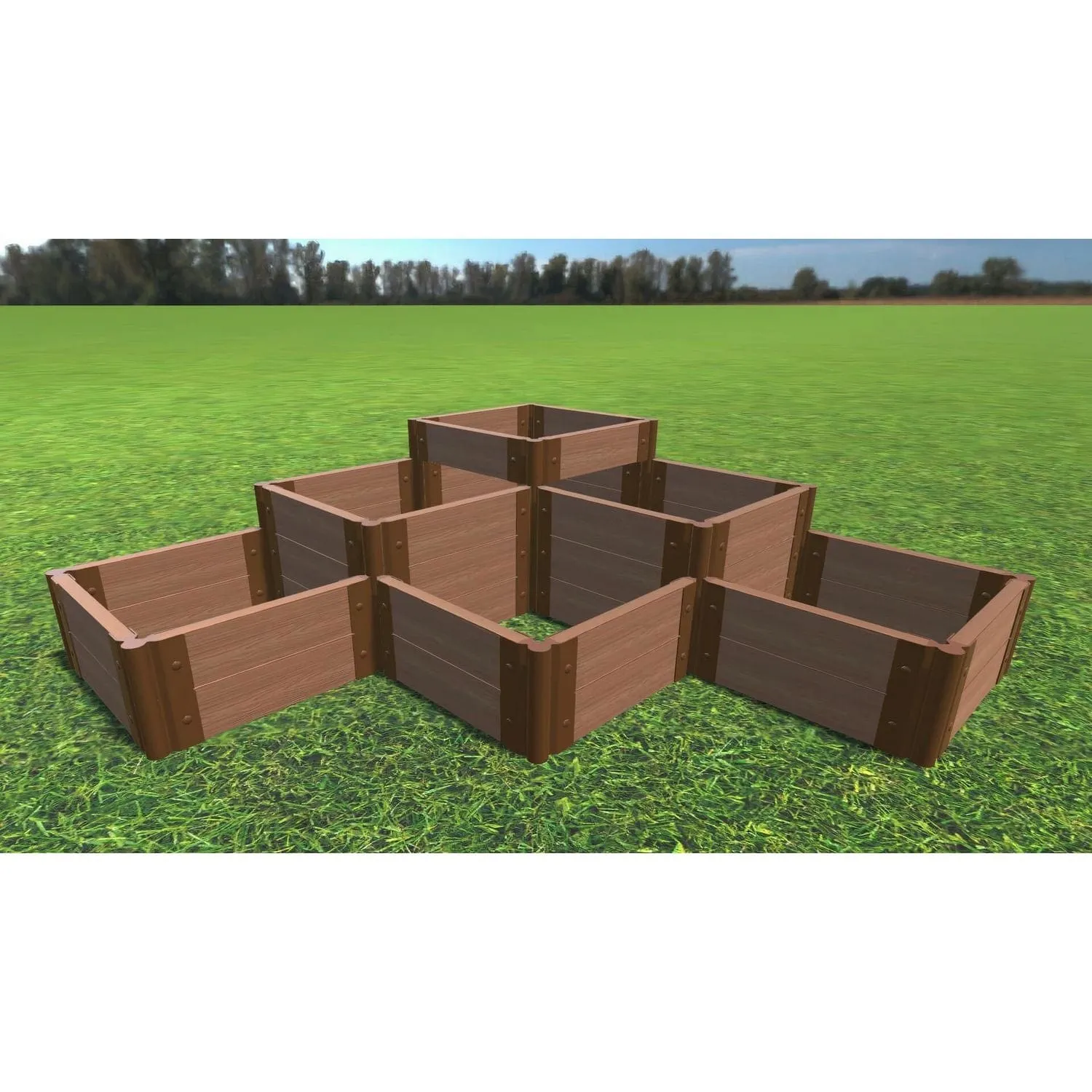 Frame It All | Tool-Free The Banaue Raised Garden Bed (Terraced) 6' X 6' Classic Sienna - 2" Profile