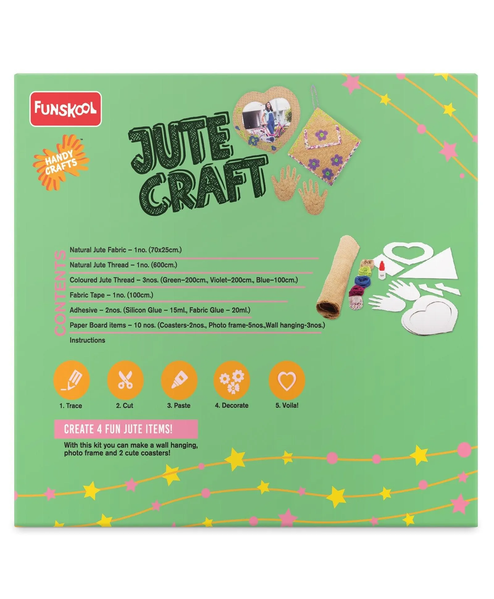 Funskool Handycrafts Jute Craft - DIY Wall Hanging Kit for Ages 5 