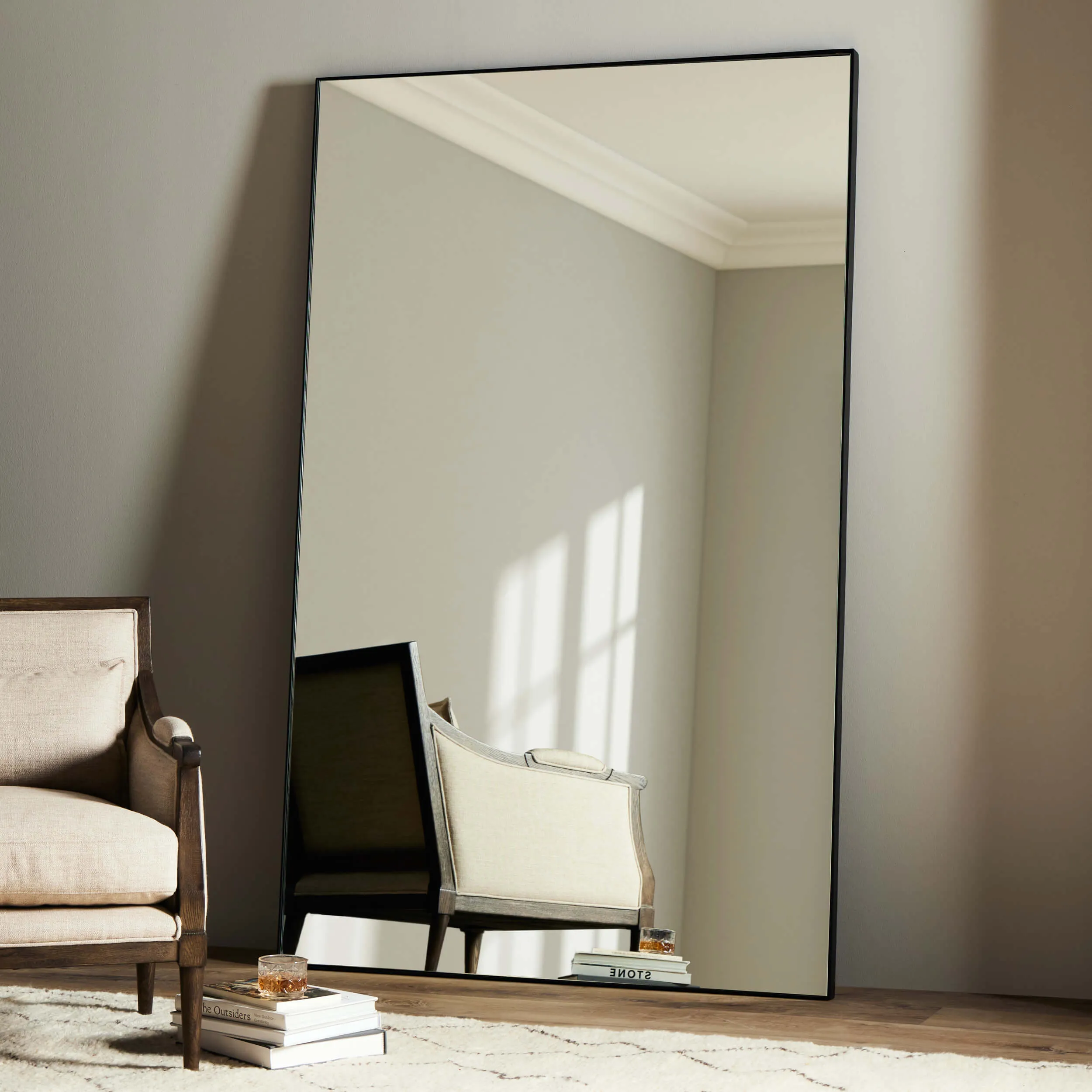 Georgina Rectangular Floor Mirror, Matte Black