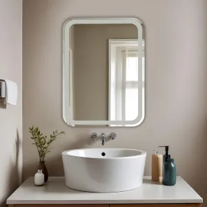 Germa Sanitarywares Curve Edge Rectangular Frosted Wall Mounted Frameless Mirror with Beveled Edges/Wall Mirror for Bathroom/Living Room/Bed Room/Dressing Room (18x24Inch)
