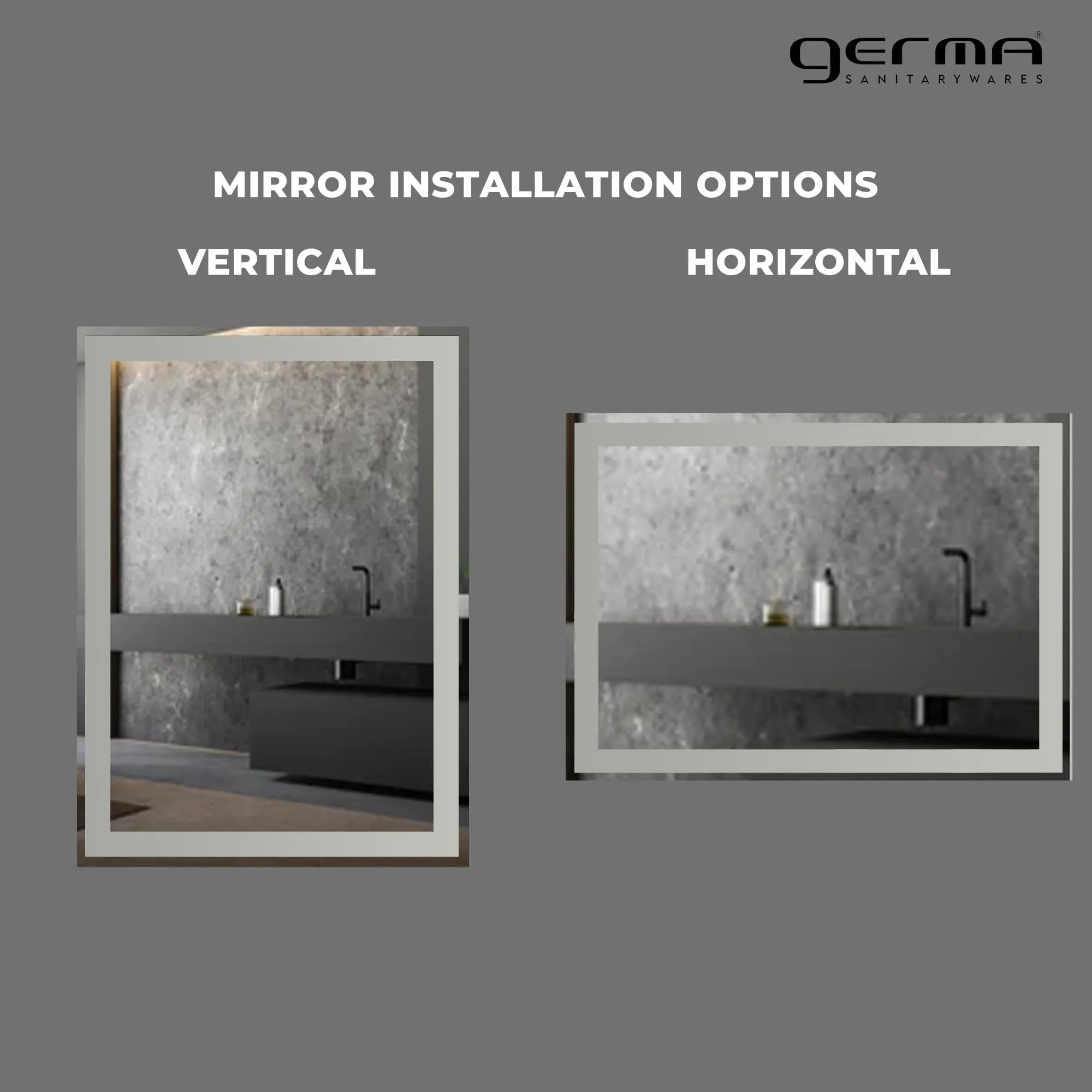 Germa Sanitarywares Rectangular Frosted Wall Mounted Frameless Mirror with Beveled Edges/Wall Mirror for Bathroom/Living Room/Bed Room/Dressing Room (18x24inch)
