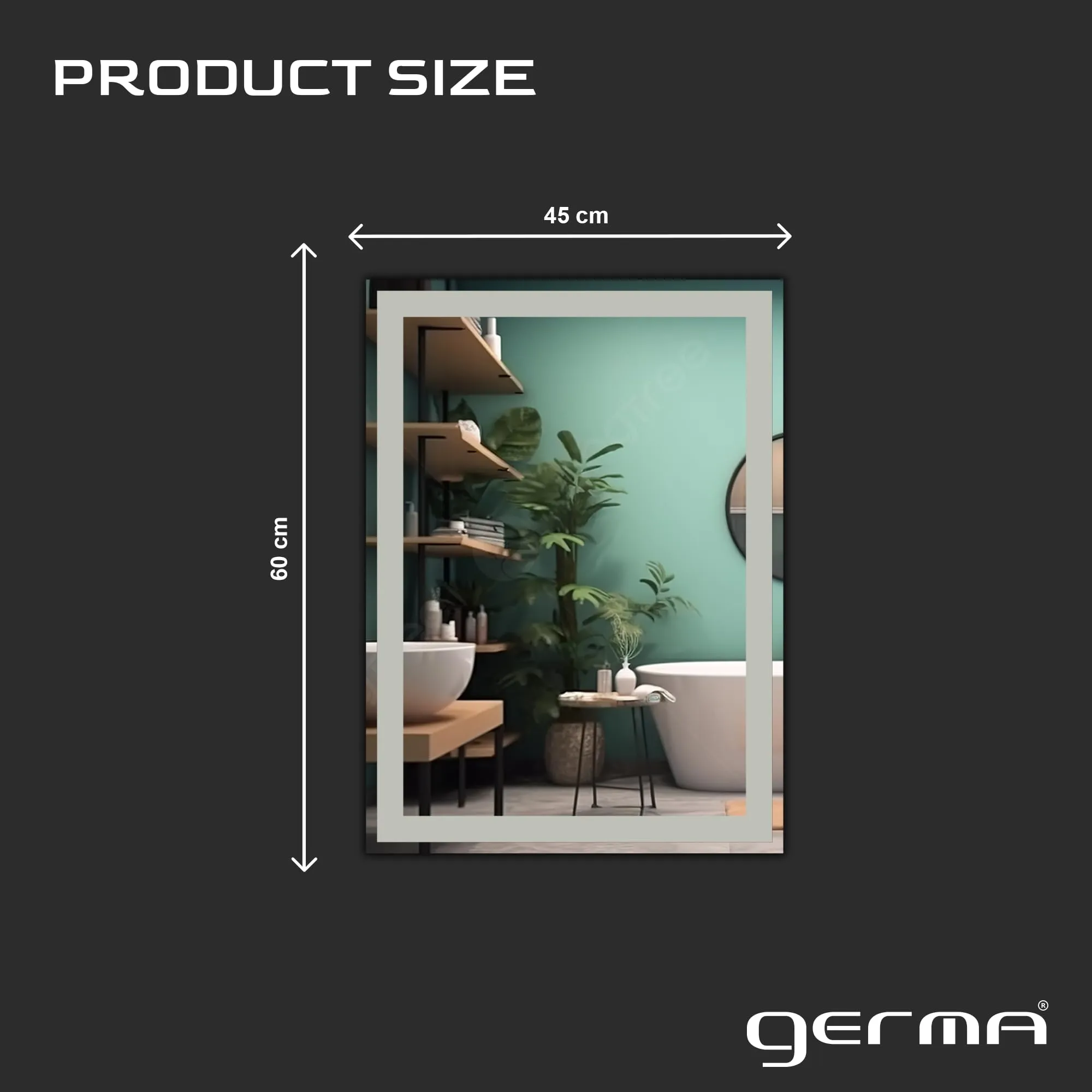 Germa Sanitarywares Rectangular Frosted Wall Mounted Frameless Mirror with Beveled Edges/Wall Mirror for Bathroom/Living Room/Bed Room/Dressing Room (18x24inch)