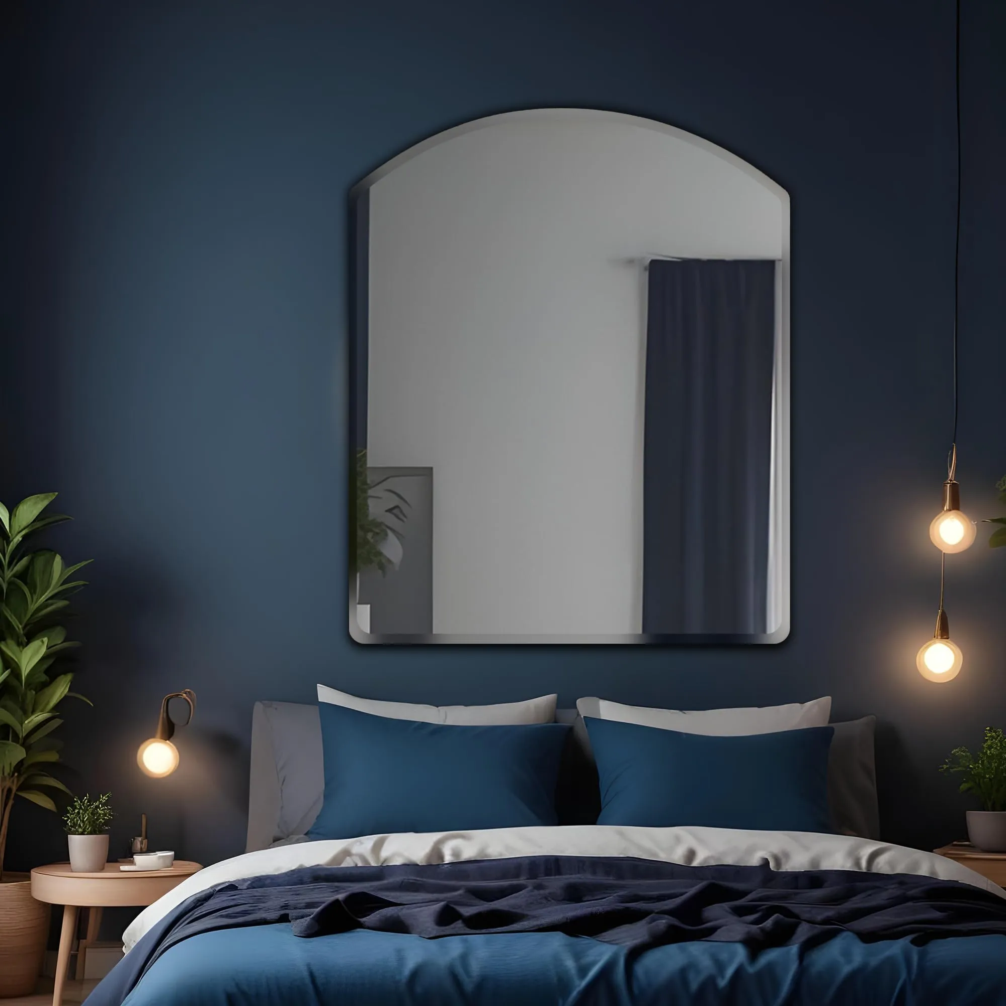 Germa Sanitarywares Semi-Round Rectangular Wall Mounted Frameless Mirror with Beveled Edges/Wall Mirror for Bathroom/Living Room/Bed Room/Dressing Room – 18x24inch