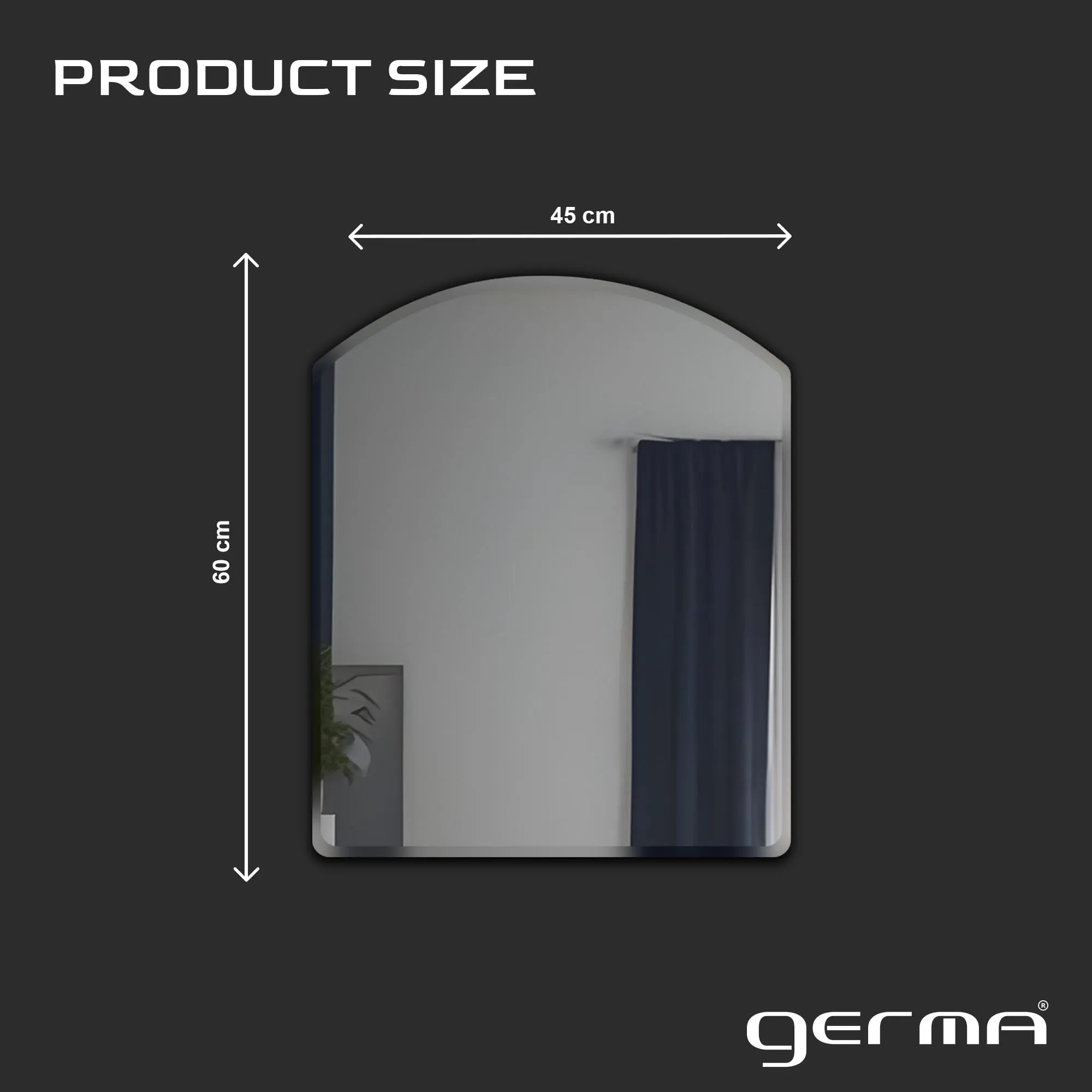 Germa Sanitarywares Semi-Round Rectangular Wall Mounted Frameless Mirror with Beveled Edges/Wall Mirror for Bathroom/Living Room/Bed Room/Dressing Room – 18x24inch