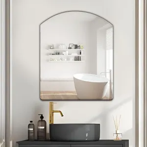 Germa Sanitarywares Semi-Round Rectangular Wall Mounted Frameless Mirror with Beveled Edges/Wall Mirror for Bathroom/Living Room/Bed Room/Dressing Room – 18x24inch
