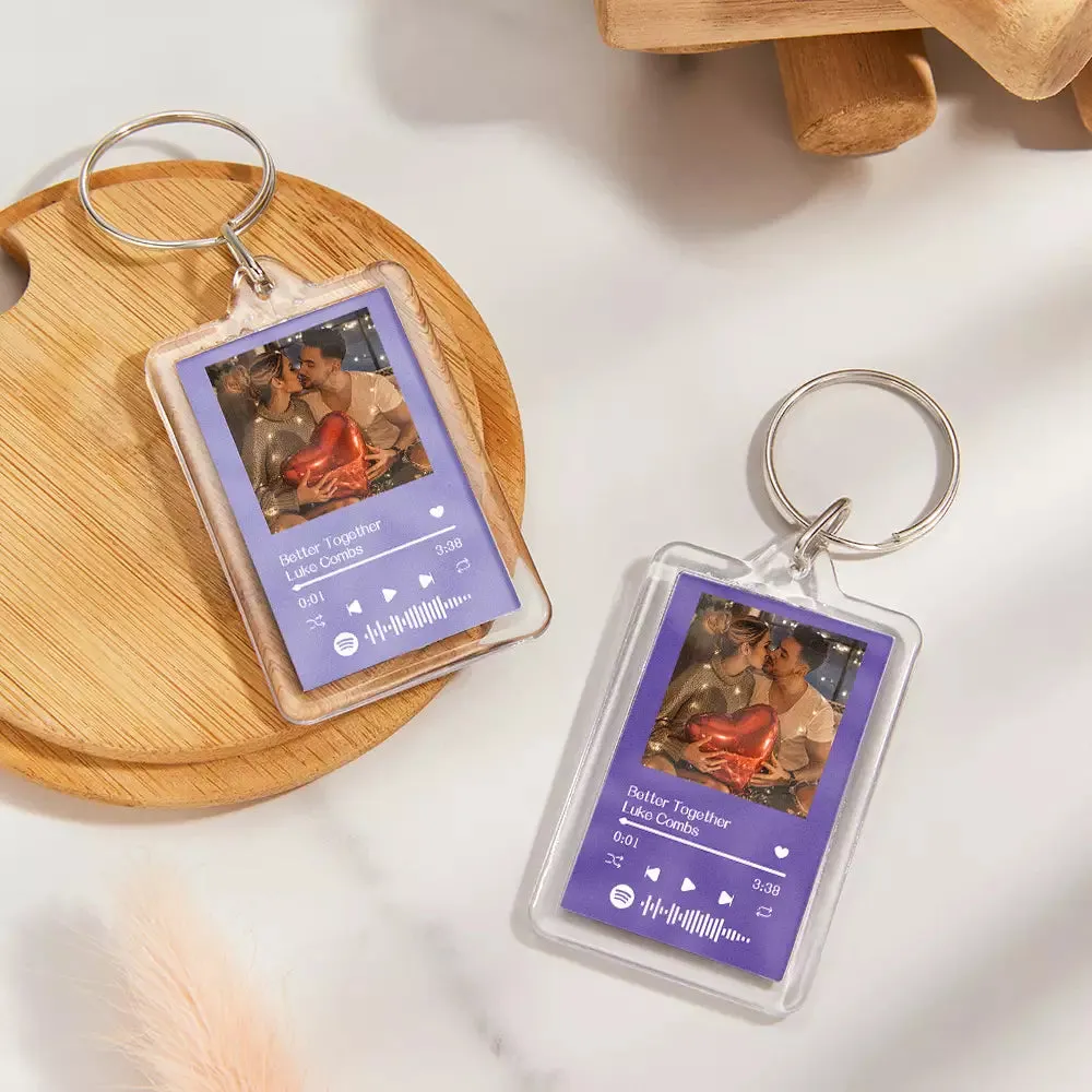 Gift For Lover Custom Spotify Glass Code Keychain 14 Colors Available