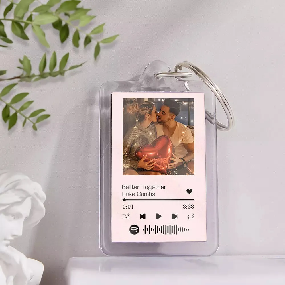 Gift For Lover Custom Spotify Glass Code Keychain 14 Colors Available