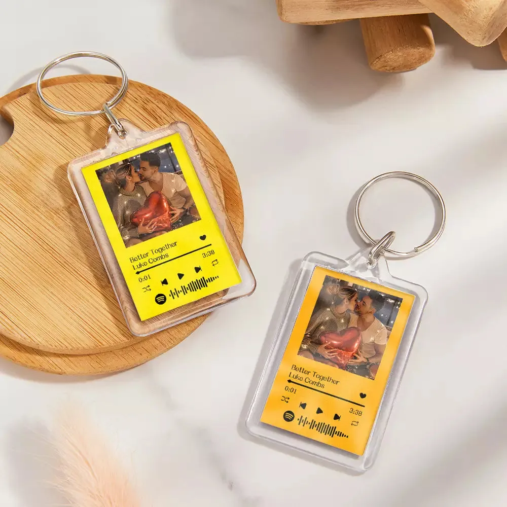 Gift For Lover Custom Spotify Glass Code Keychain 14 Colors Available