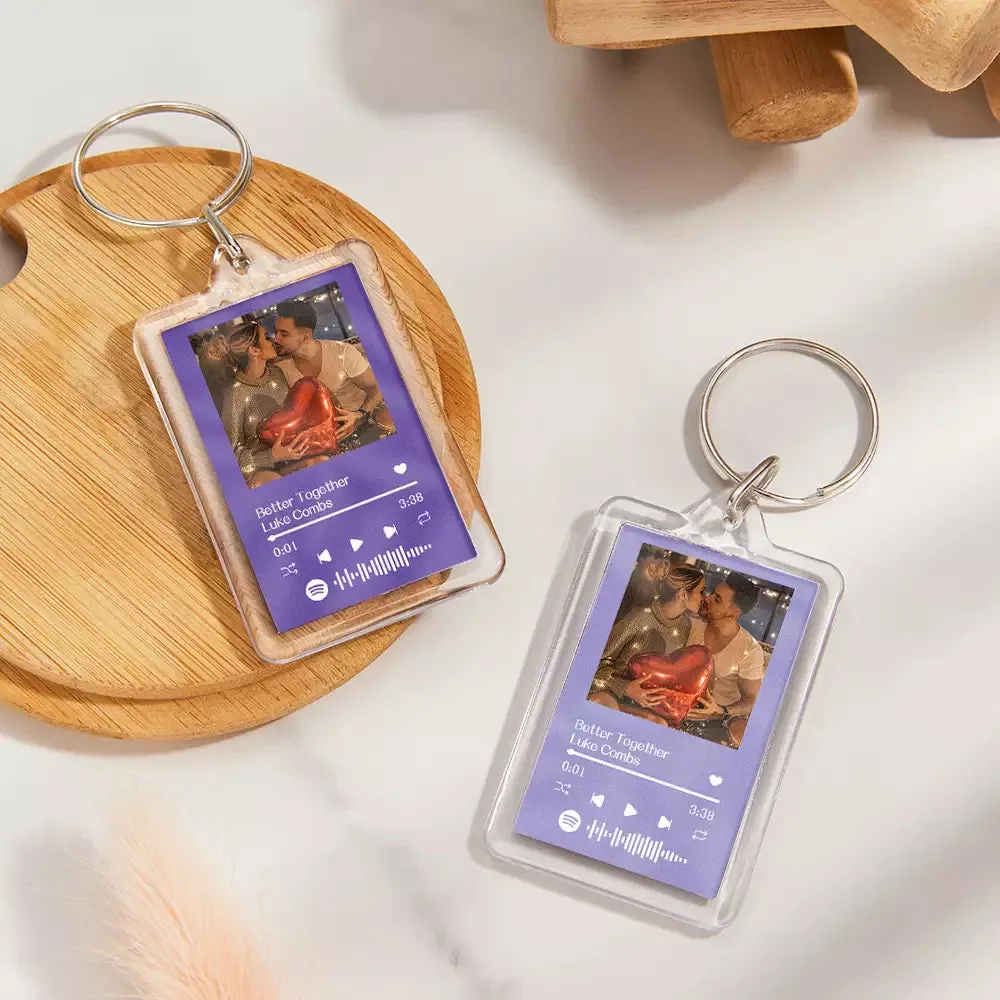 Gift For Lover Custom Spotify Glass Code Keychain 14 Colors Available