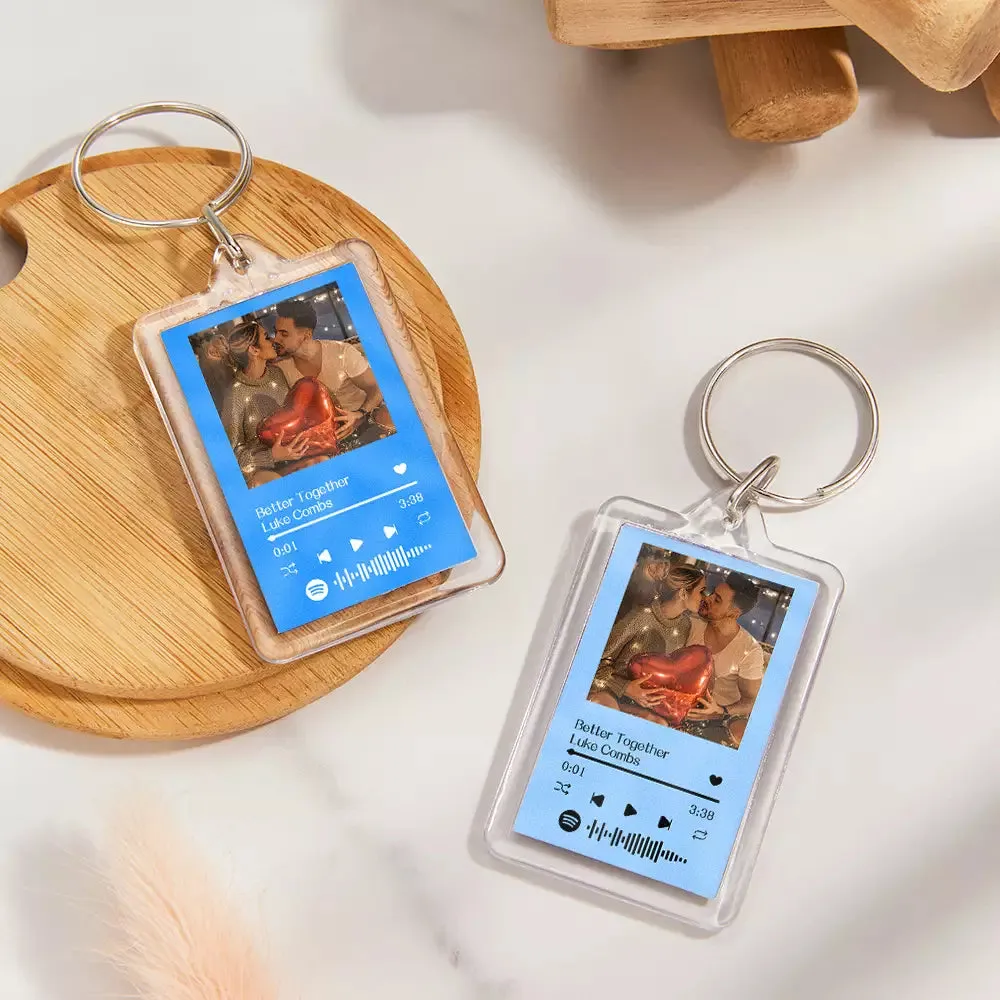 Gift For Lover Custom Spotify Glass Code Keychain 14 Colors Available