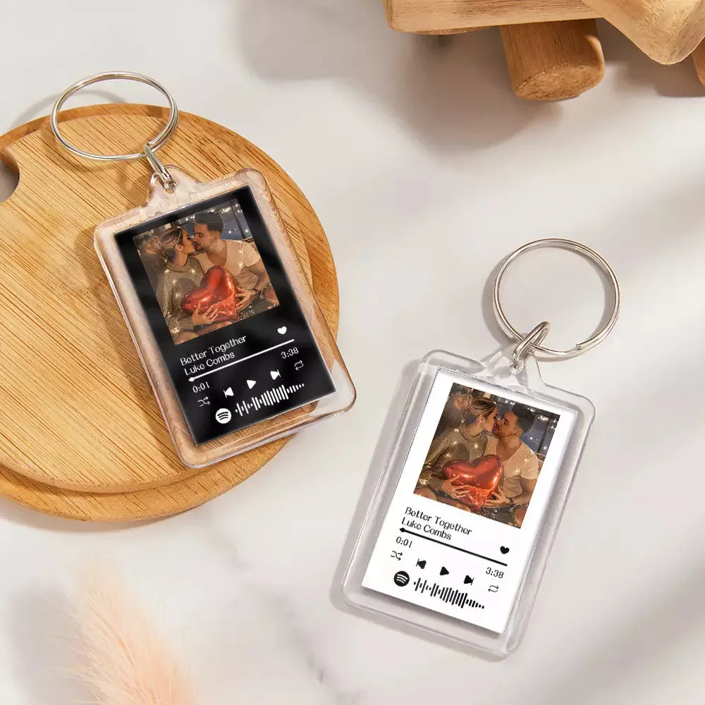 Gift For Lover Custom Spotify Glass Code Keychain 14 Colors Available
