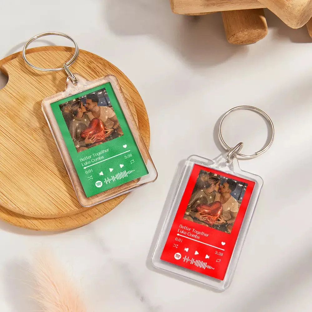 Gift For Lover Custom Spotify Glass Code Keychain 14 Colors Available