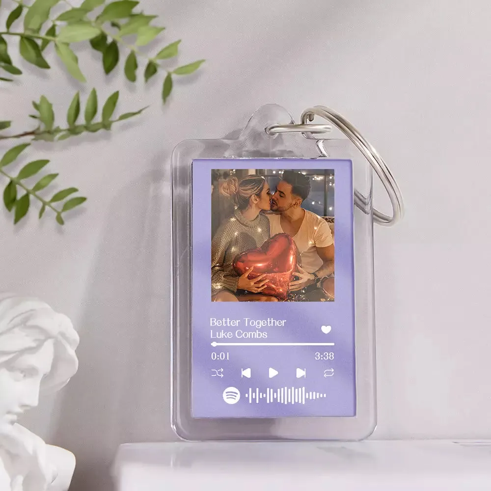 Gift For Lover Custom Spotify Glass Code Keychain 14 Colors Available