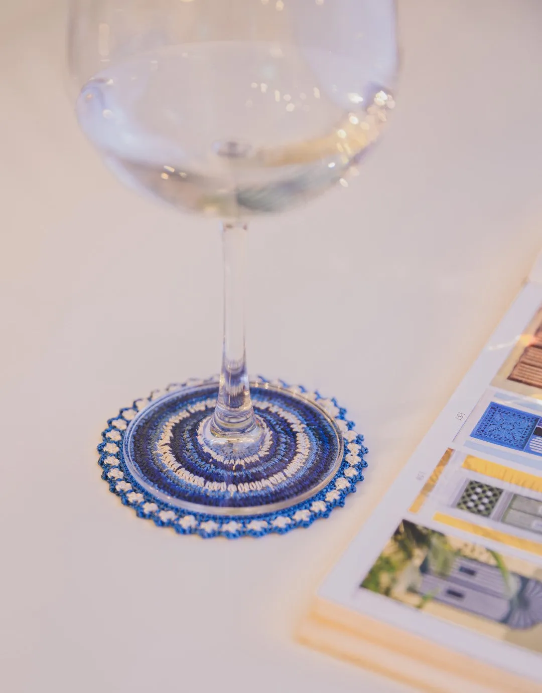 Handmade Crochet Table Coasters Set Blue