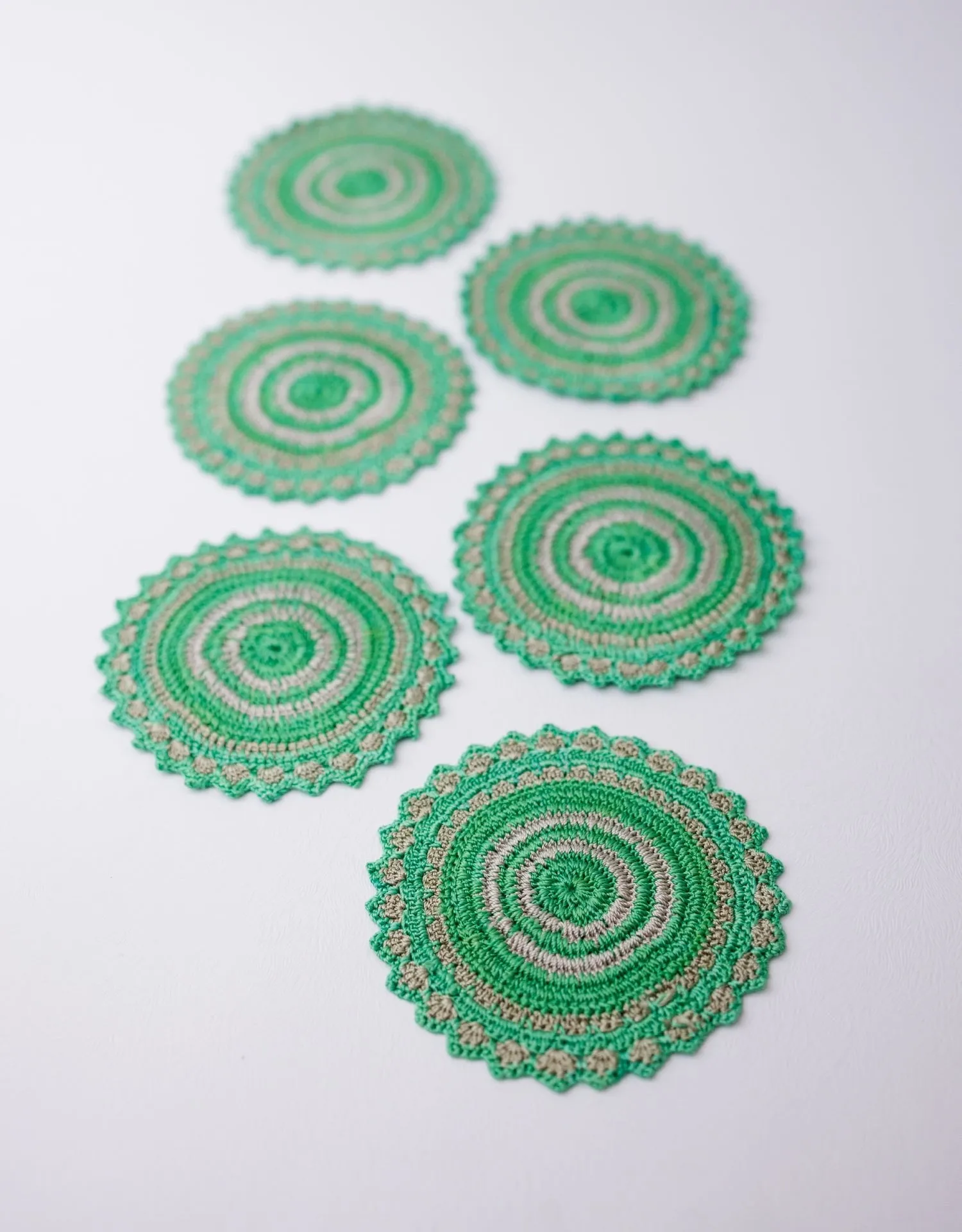 Handmade Crochet Table Coasters Set Green
