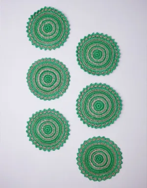 Handmade Crochet Table Coasters Set Green