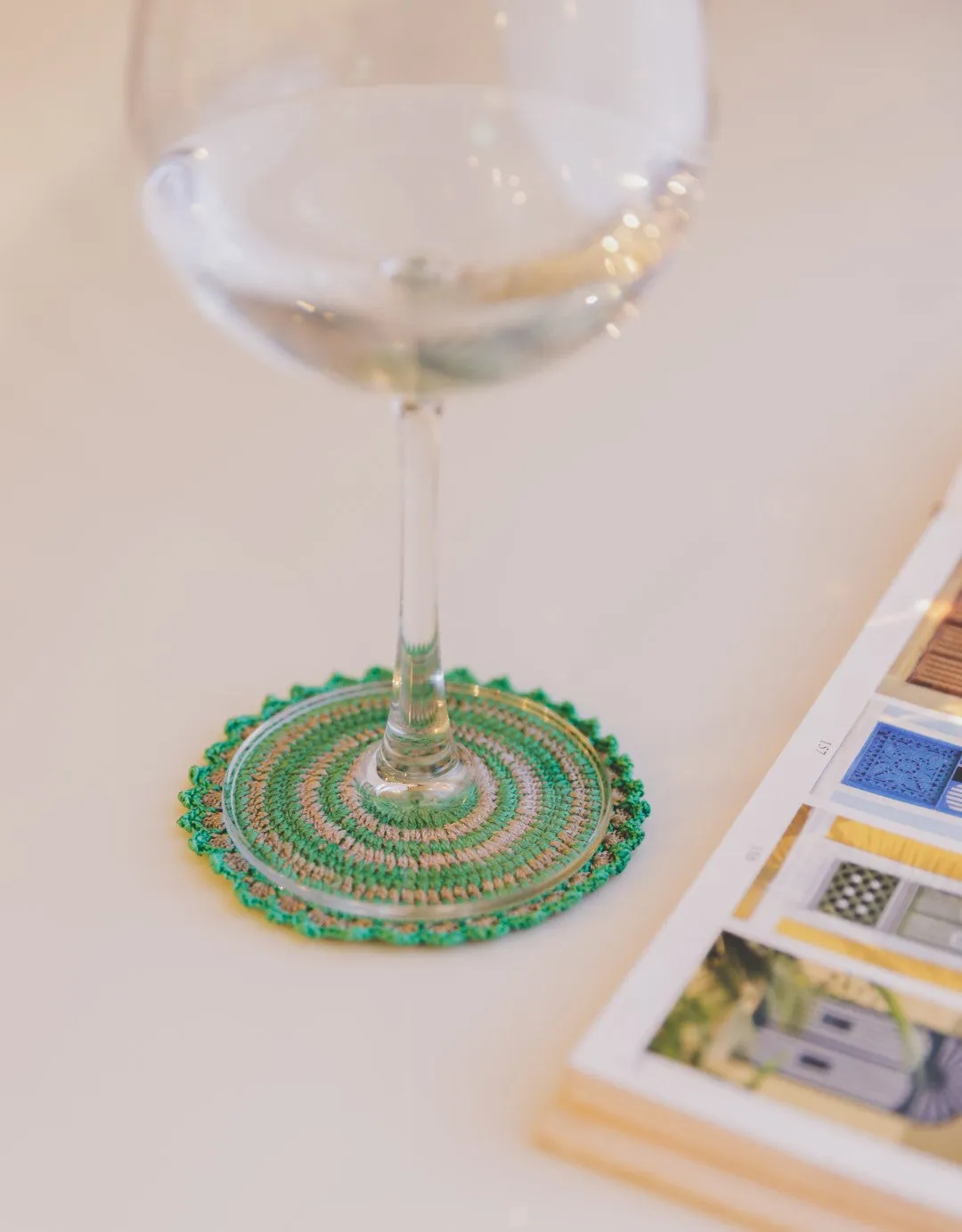 Handmade Crochet Table Coasters Set Green